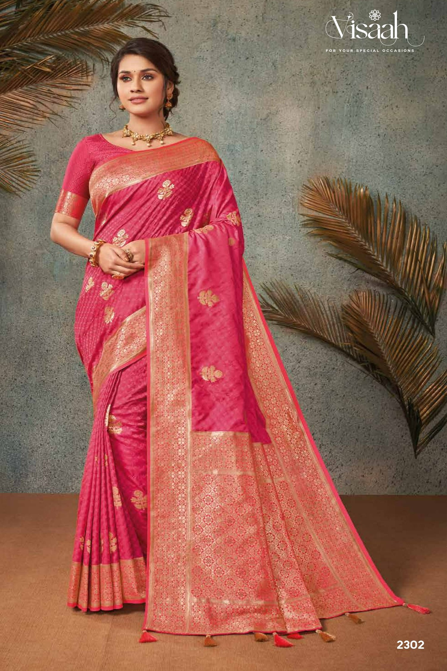 Blush Pink Satin Saree With Floral Designs