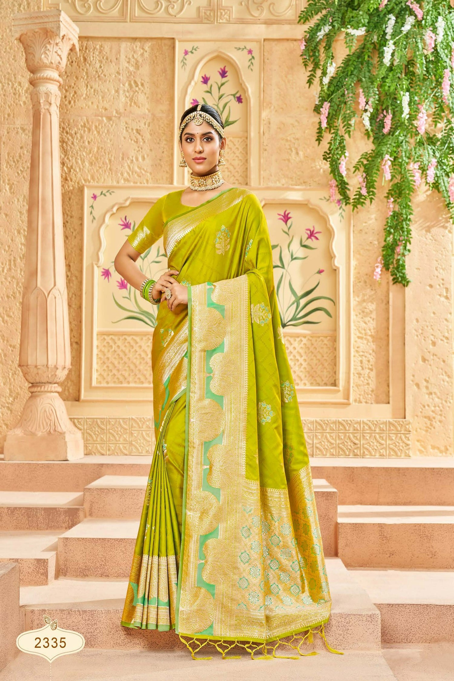 Green Satin Saree