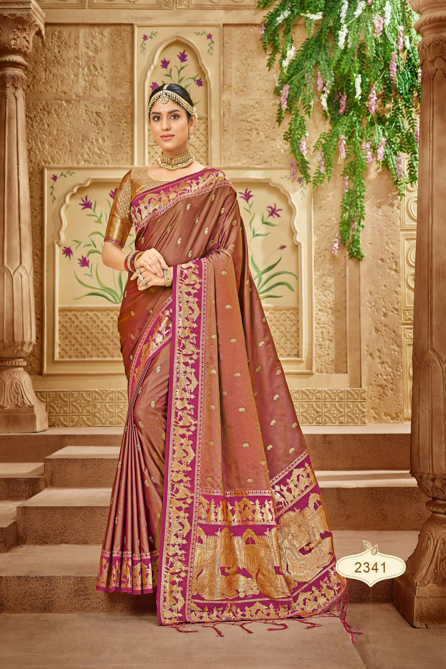 Rust Colour Satin Saree Captivating Wedding Depiction