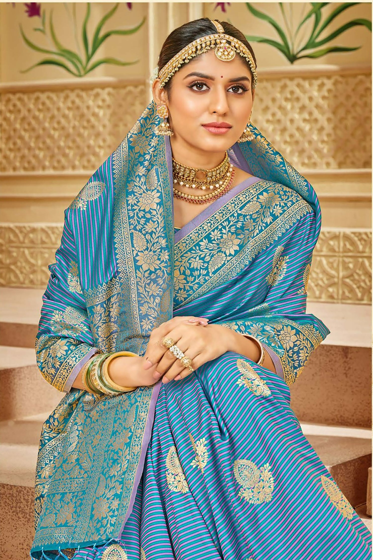 Light Blue Satin Saree