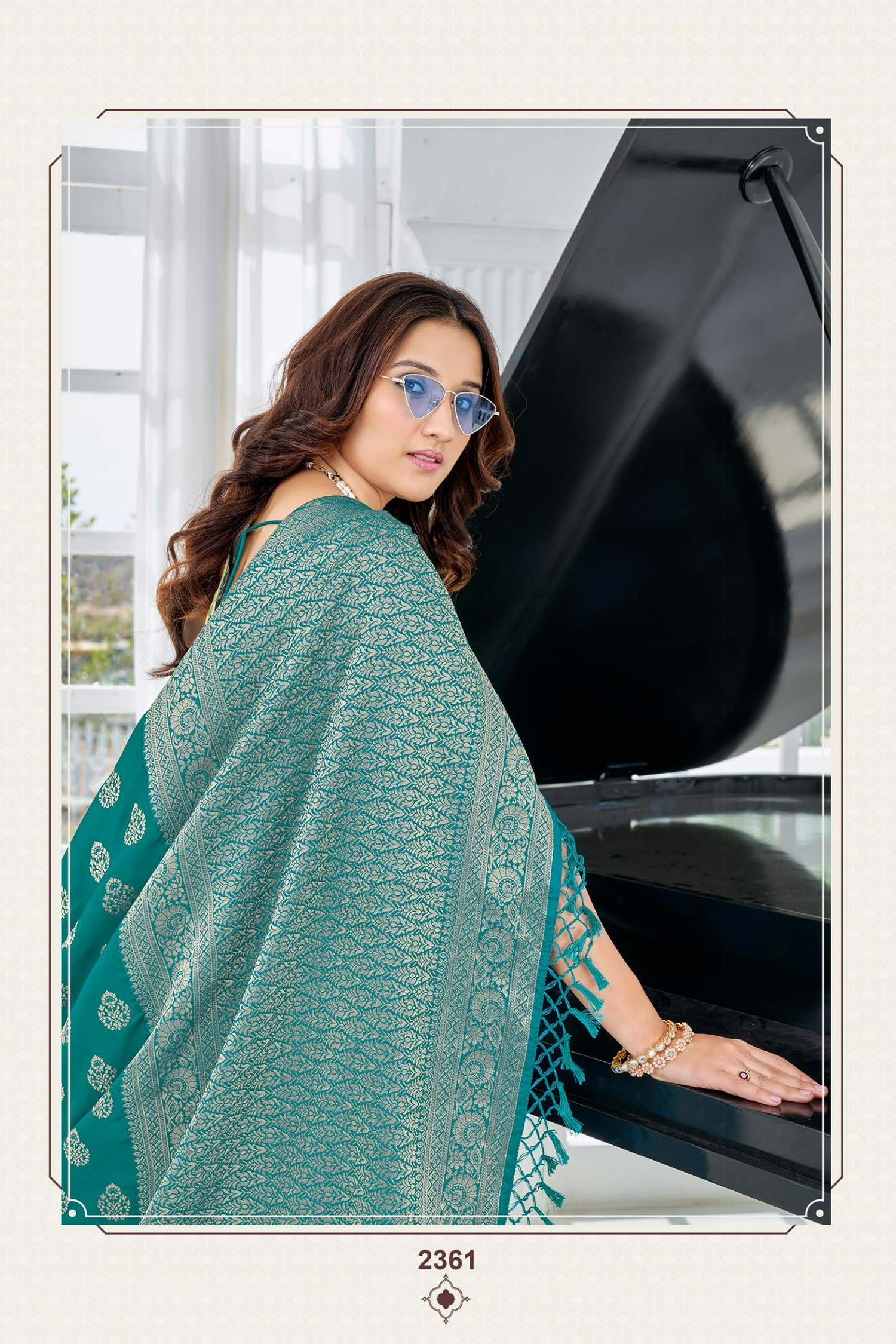 Sea Green Satin Saree