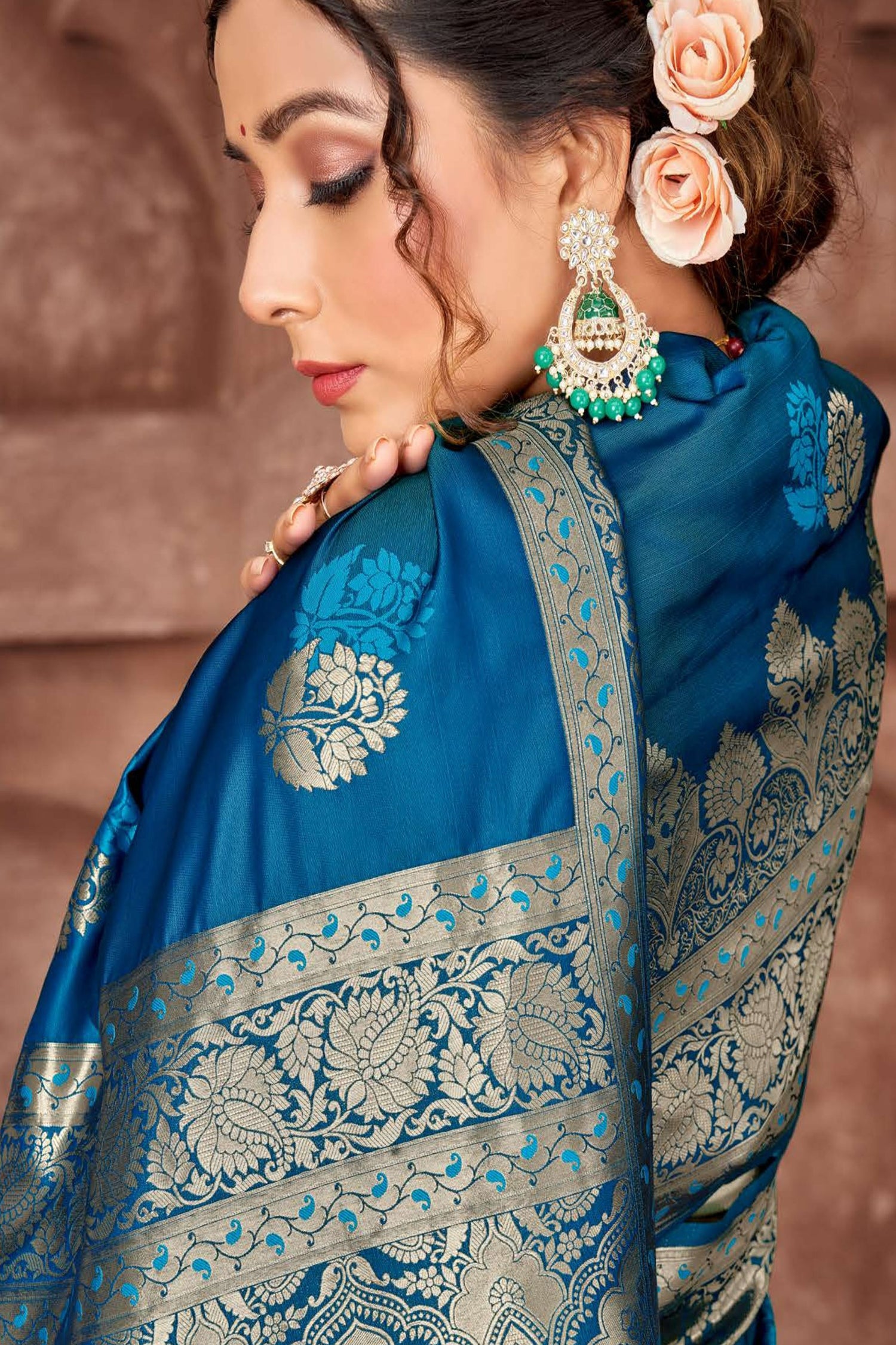 Gorgeous Blue Satin Saree