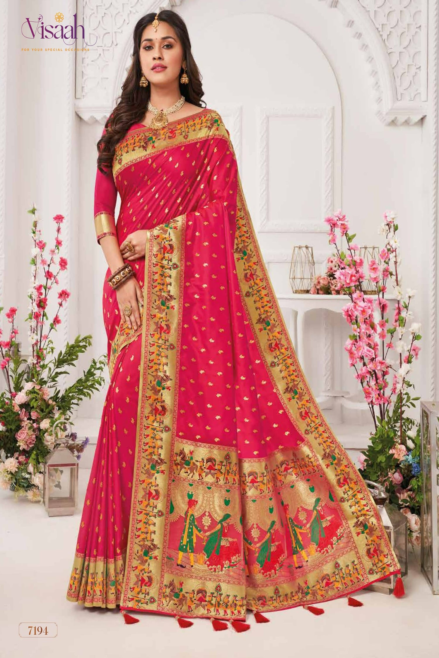 Bridal Red Saree With Golden Border