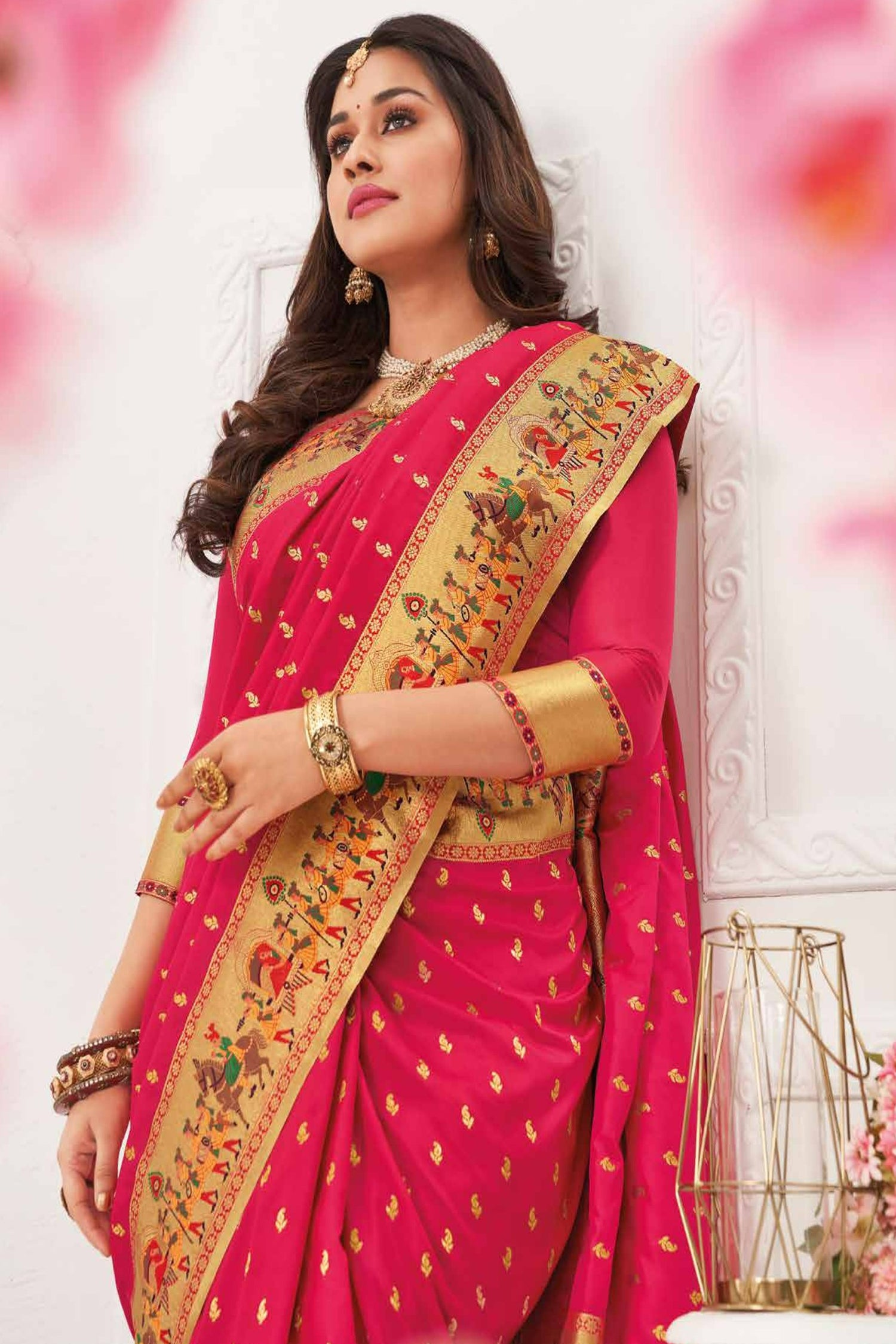 Bridal Red Saree With Golden Border