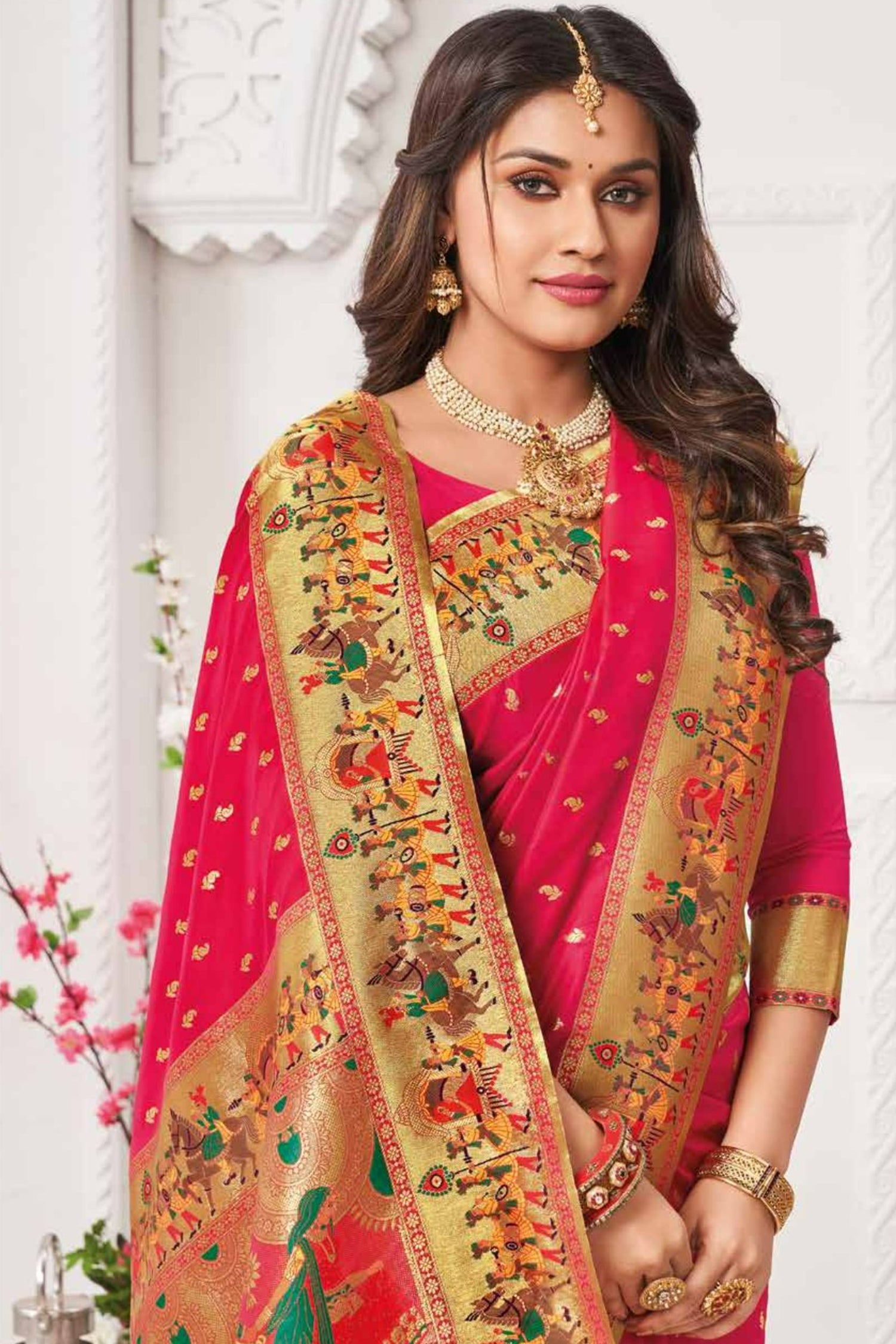 Bridal Red Saree With Golden Border