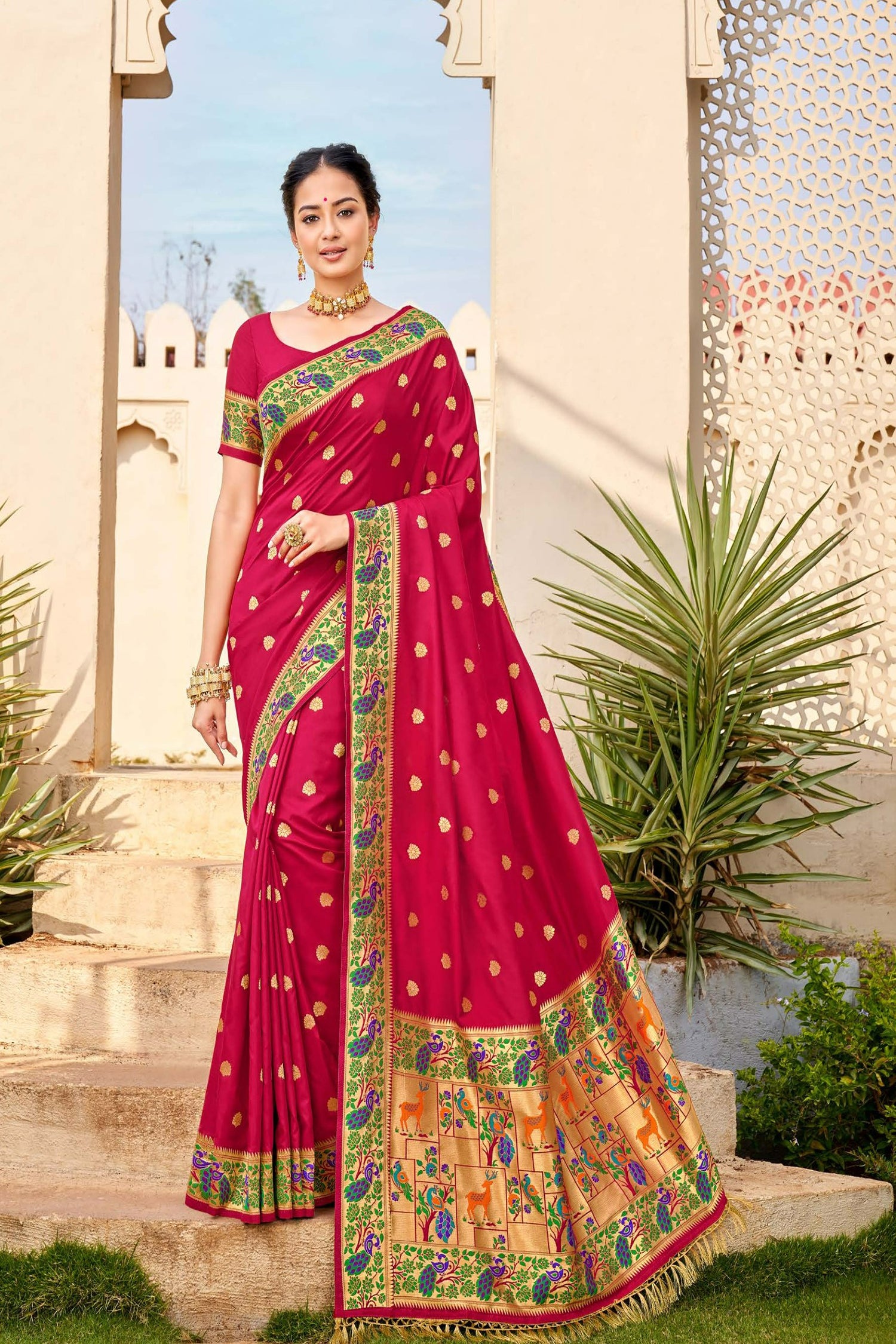 Raspberry Pink Paithani Saree