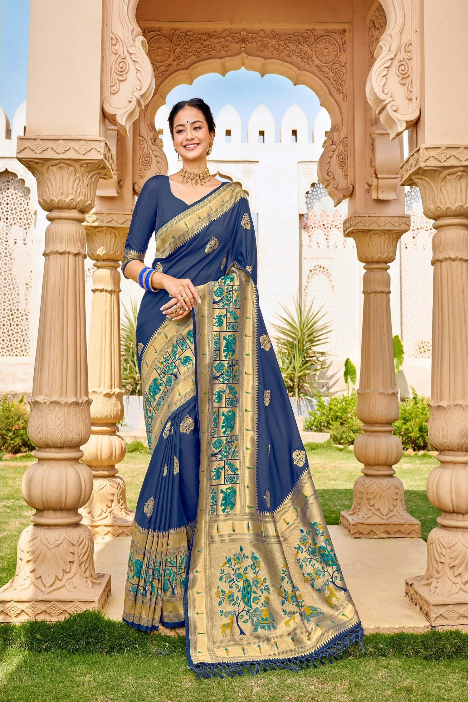 Navy Blue Paithani Saree