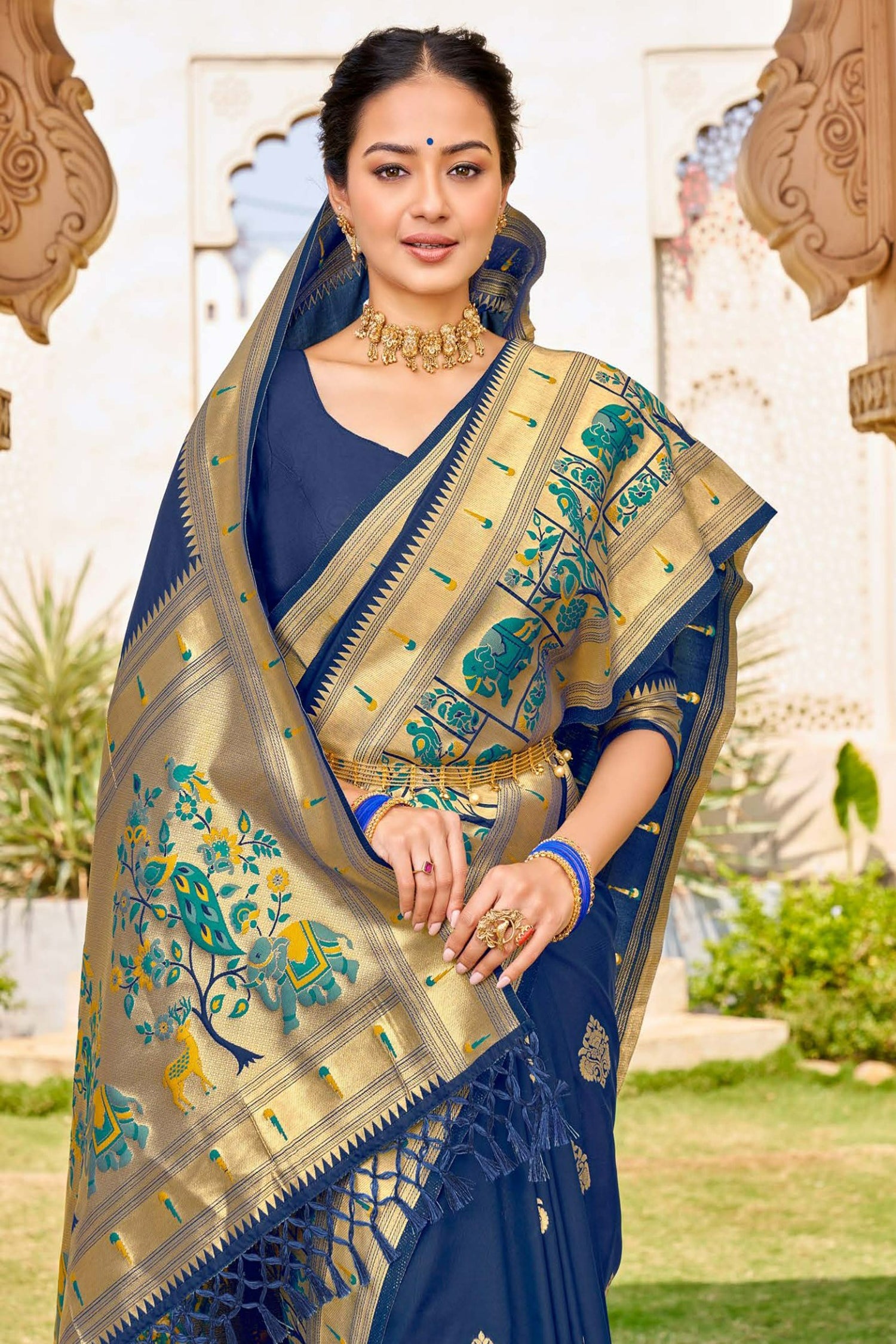 Navy Blue Paithani Saree
