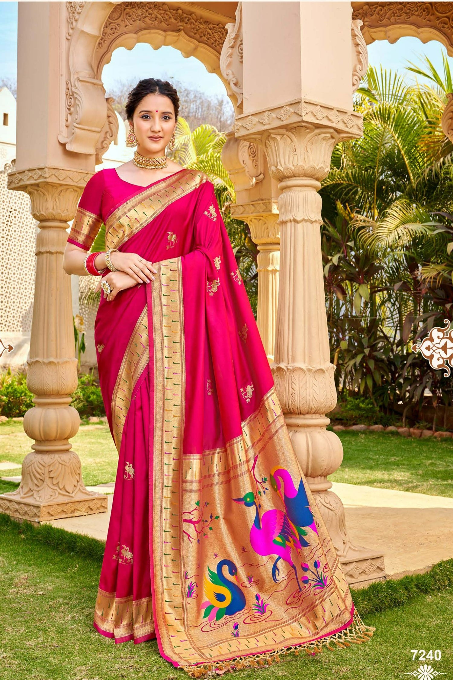 Rani Pink Paithani Saree