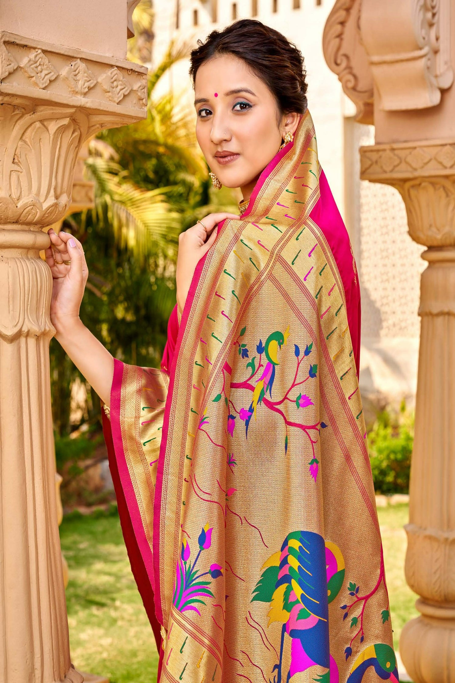Rani Pink Paithani Saree