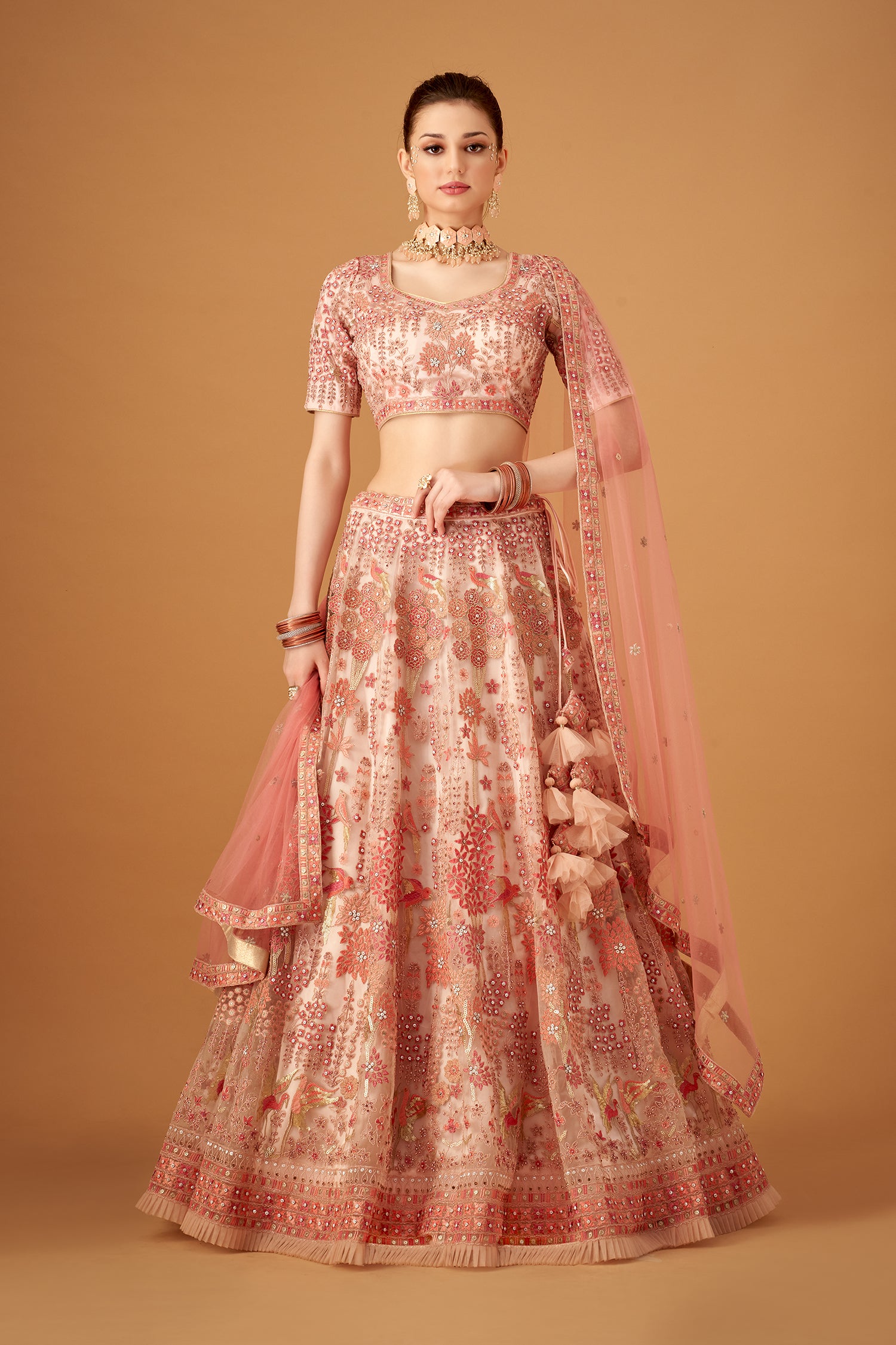 Blush Pink Embroidered Lehenga Set
