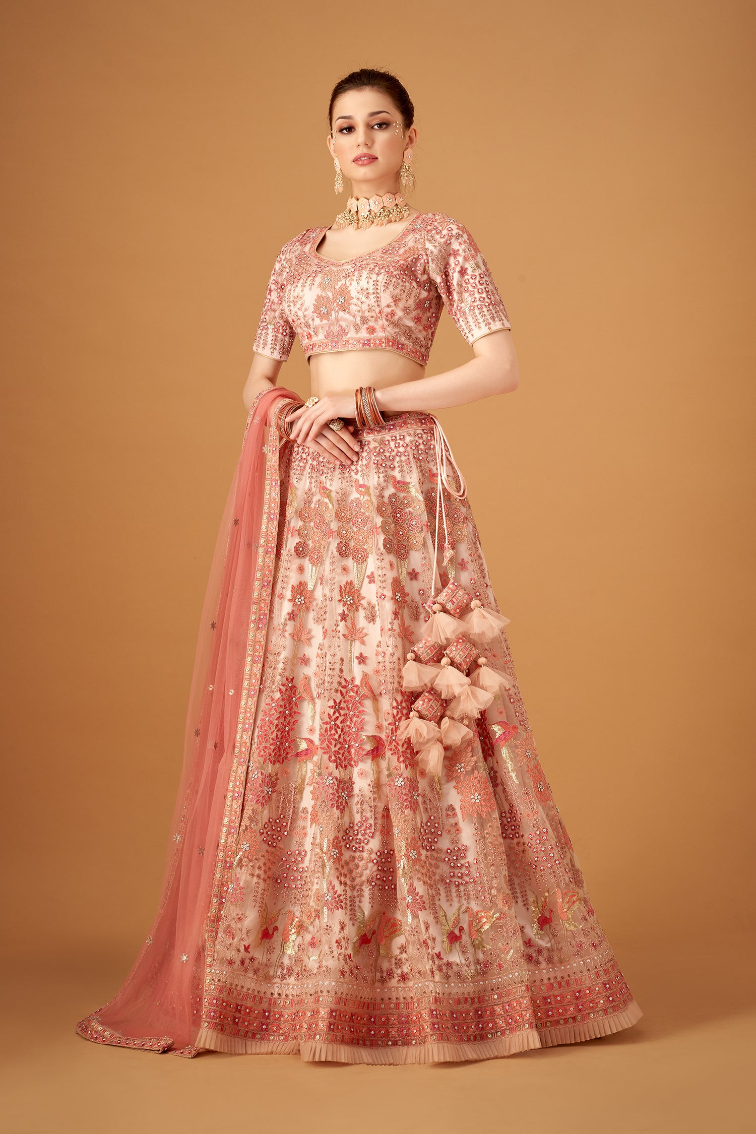 Blush Pink Embroidered Lehenga Set