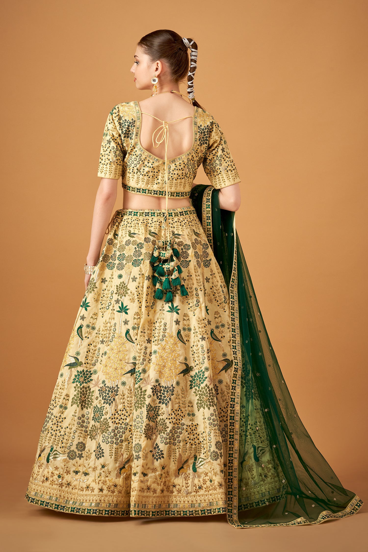 Lemon Yellow Floral Embroidered Lehenga Set