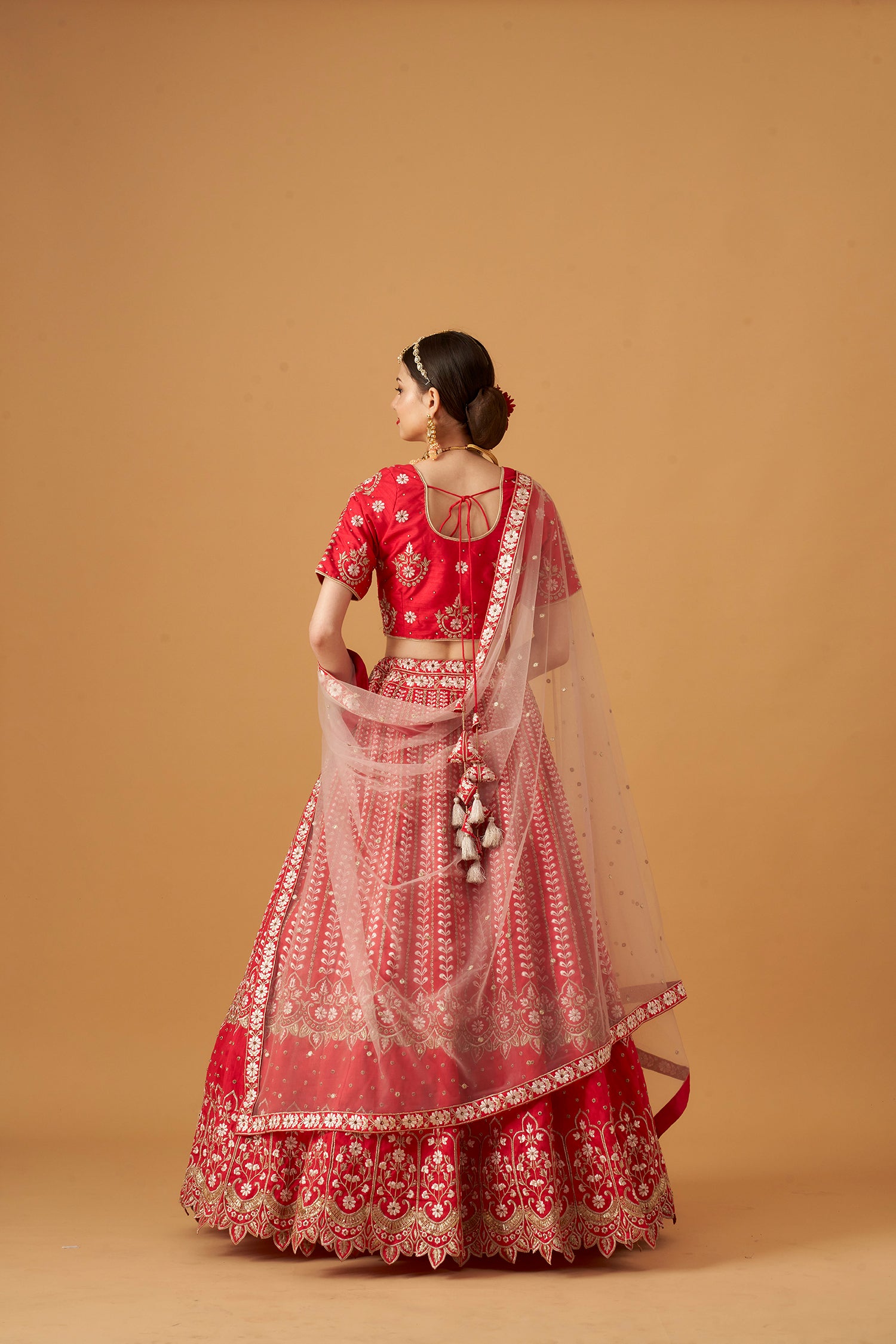 Dark Pink Lehenga Set with Zari and Beadwork Embellishments