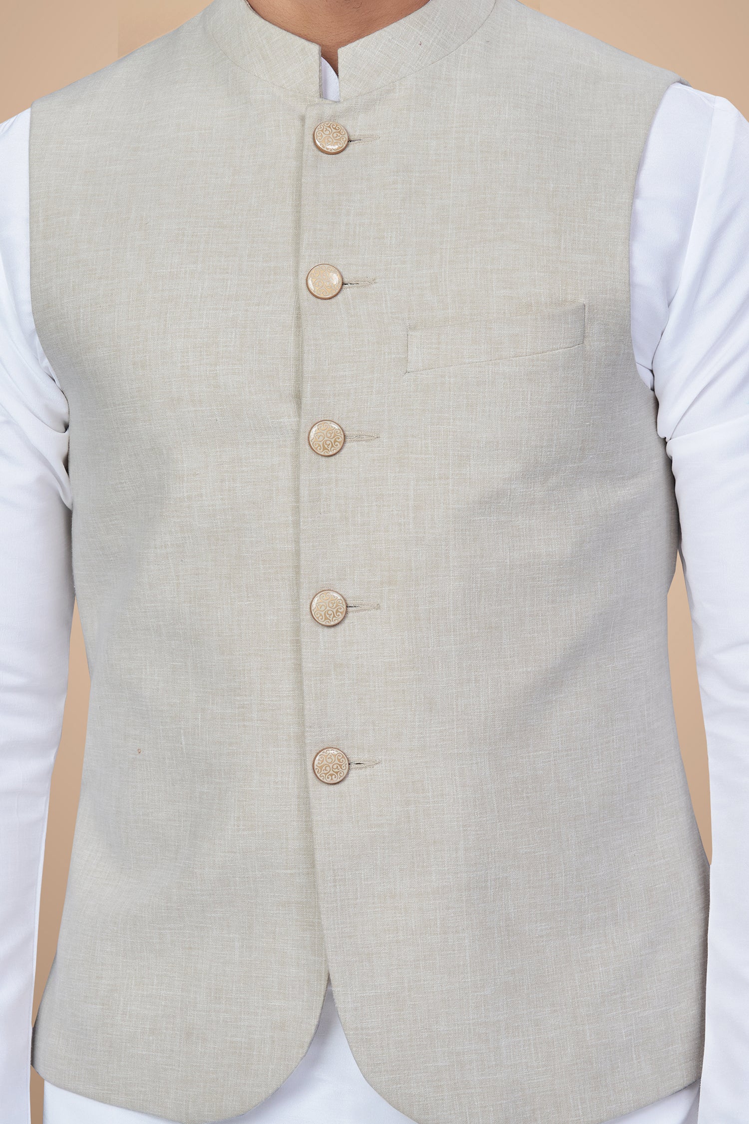 Ivory Jacket with Fancy Golden Buttons