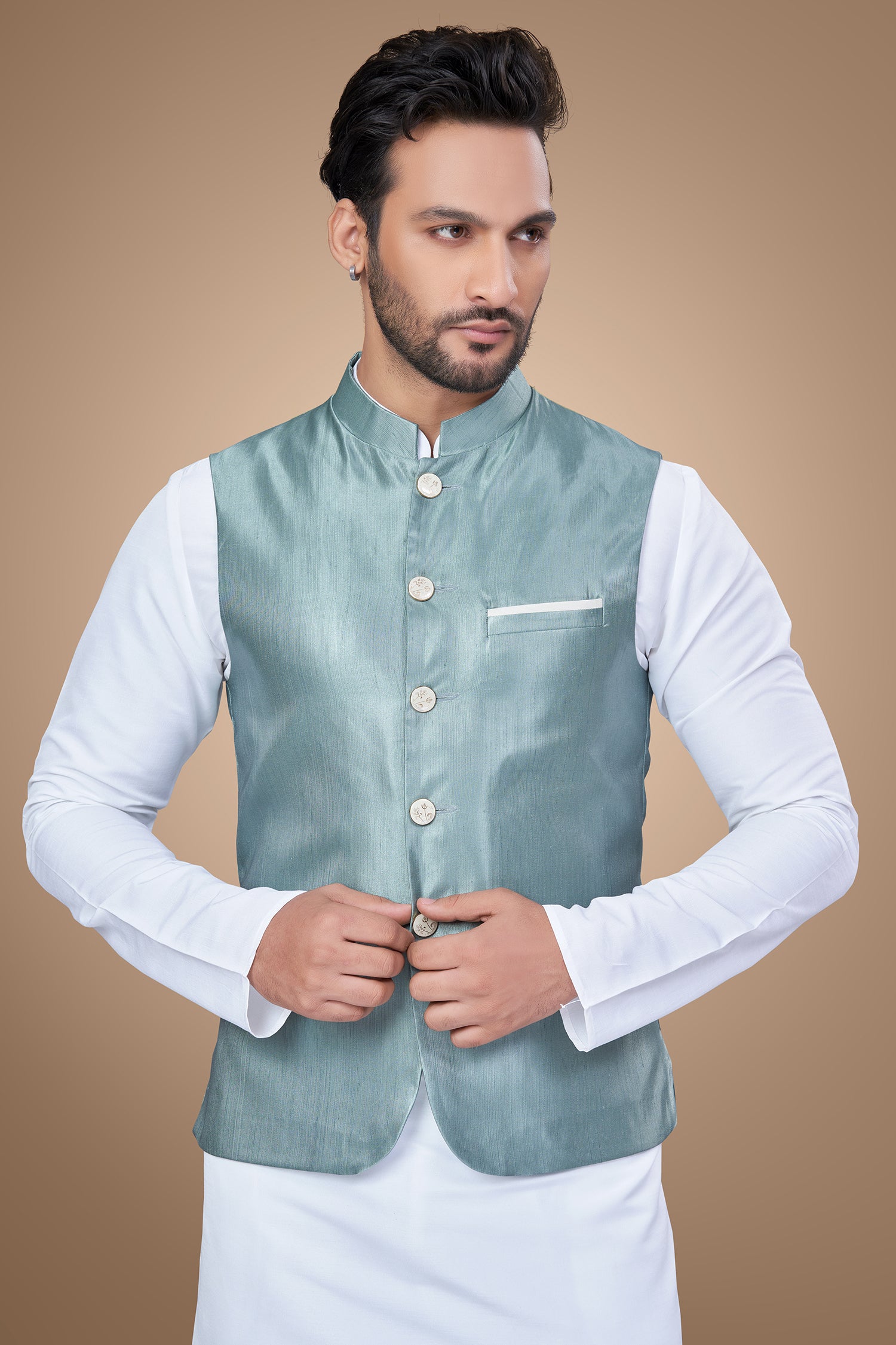 Classic Sky Blue Jacket with Contrasting Pocket