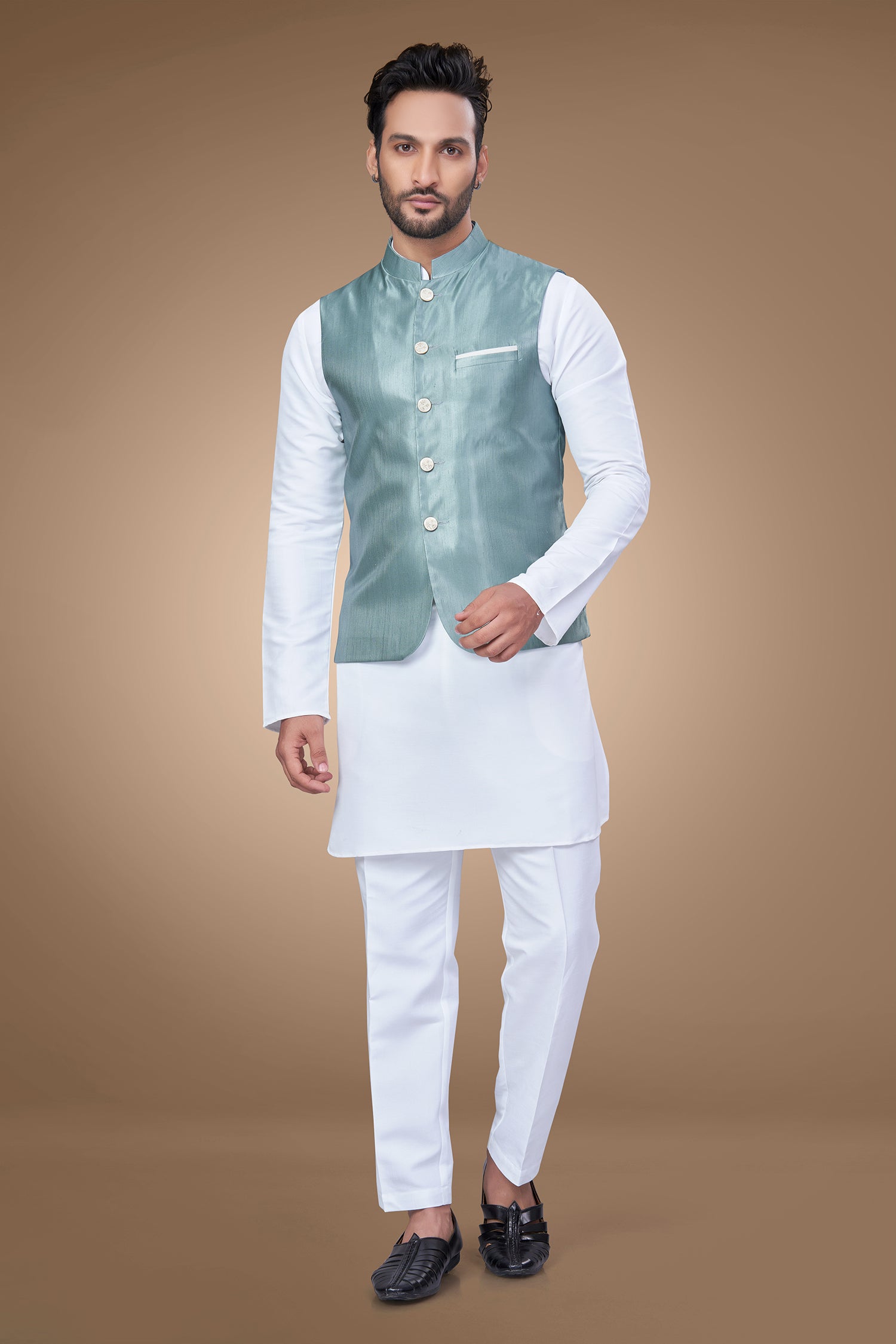Classic Sky Blue Jacket with Contrasting Pocket