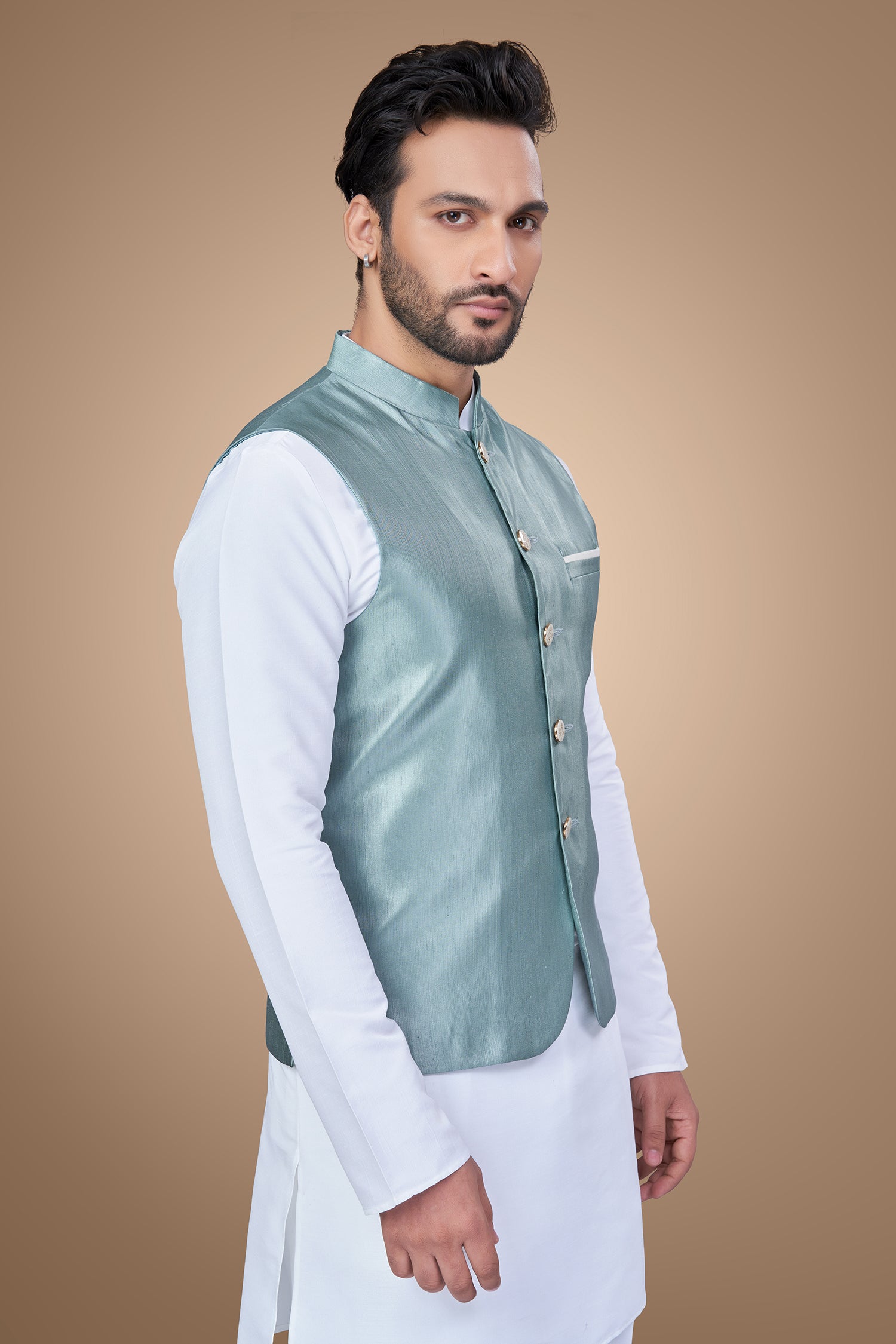Classic Sky Blue Jacket with Contrasting Pocket