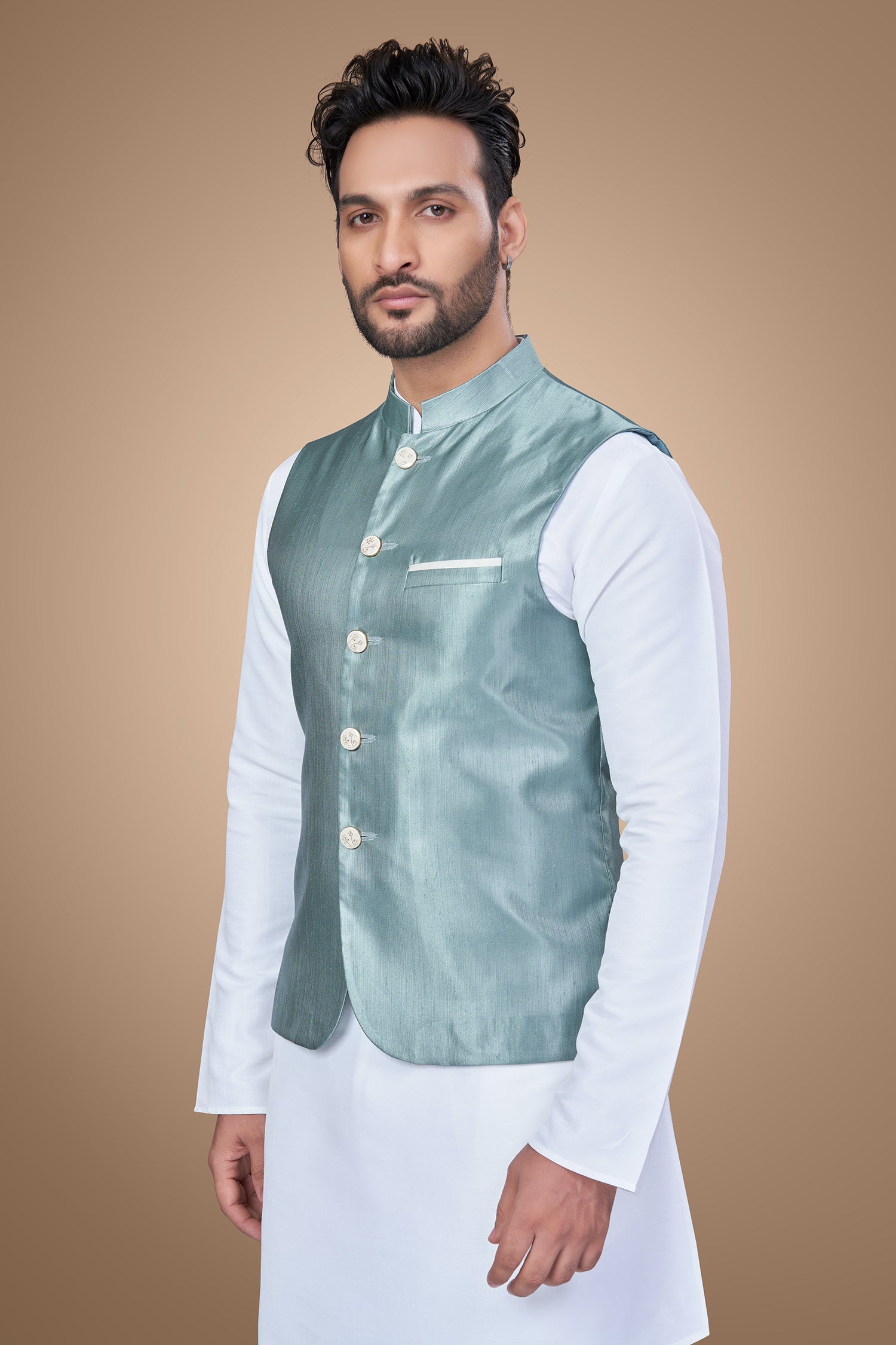 Classic Sky Blue Jacket with Contrasting Pocket
