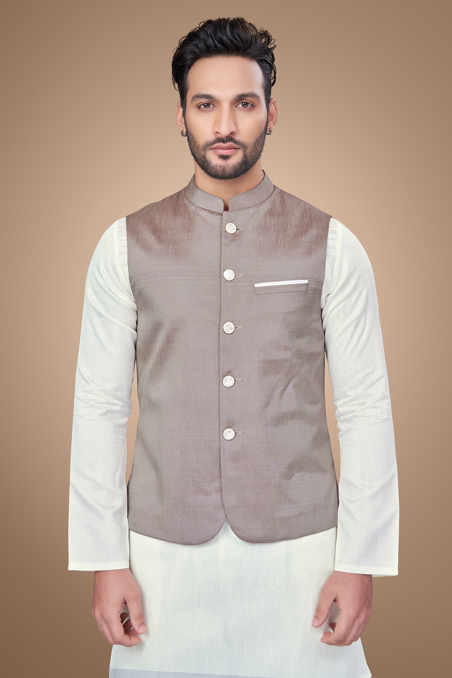 Classy Brown Jacket with Fancy Buttons