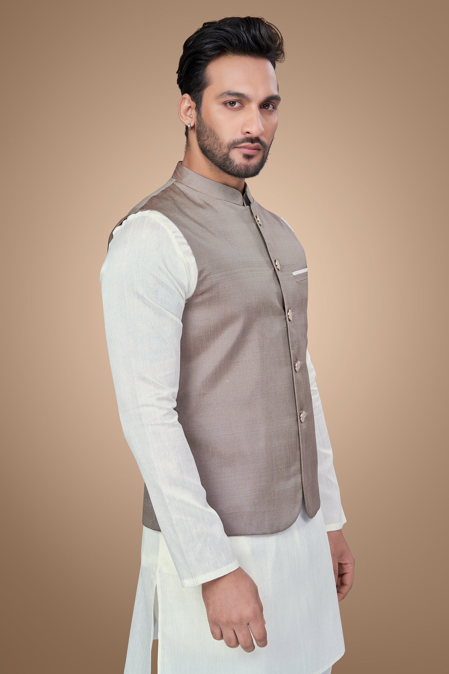 Classy Brown Jacket with Fancy Buttons