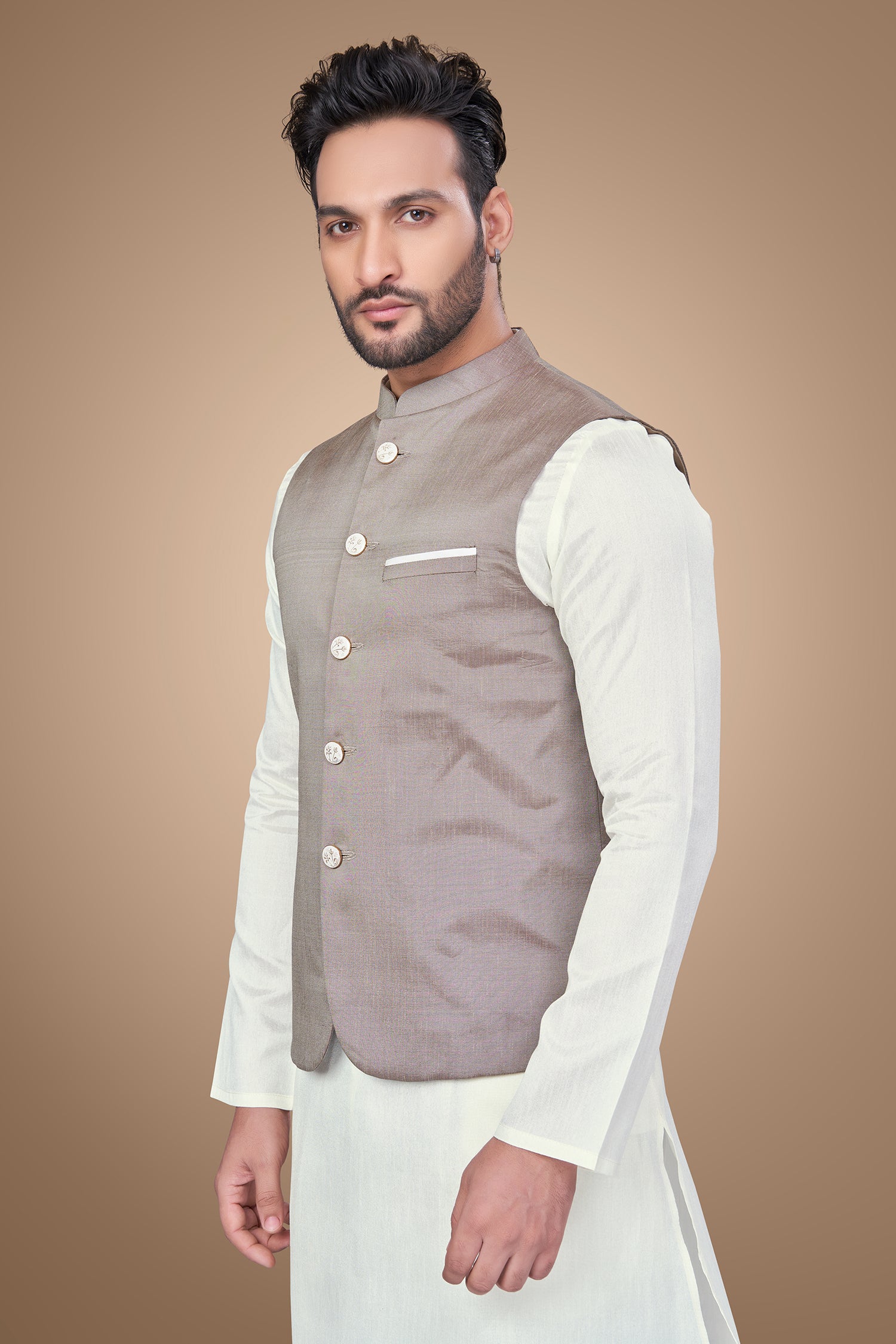Classy Brown Jacket with Fancy Buttons