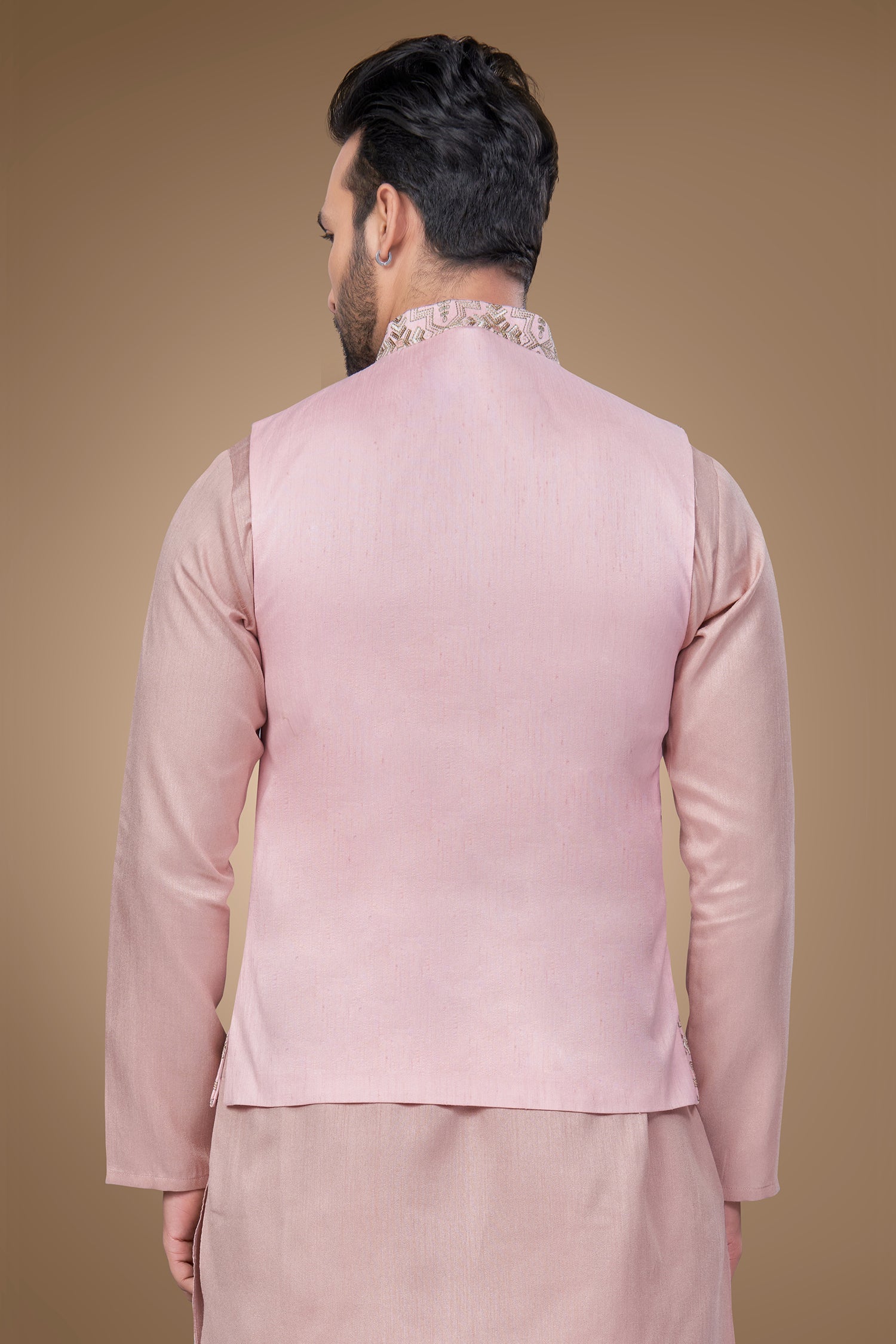 Pink Jacket With Multicolor Embroidery and Sequins Embellishments