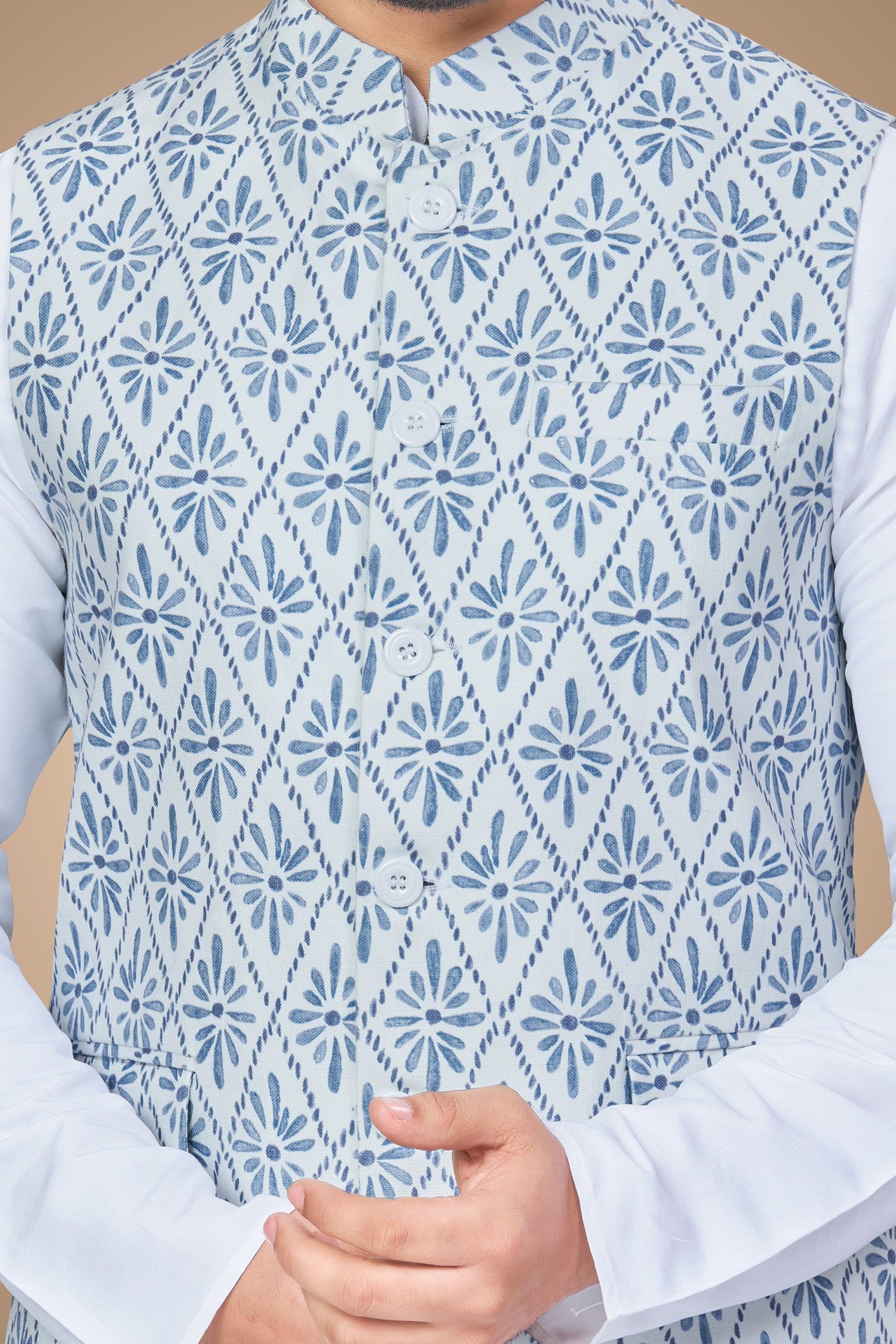 Blue Printed Floral Jacket