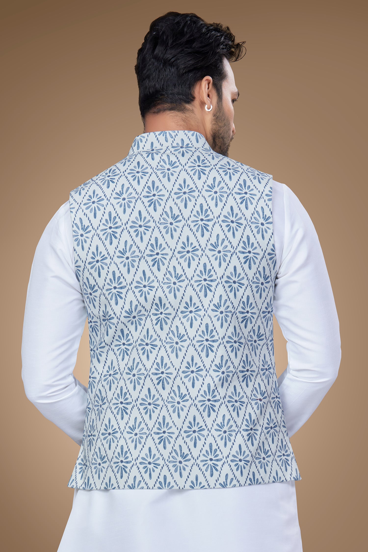 Blue Printed Floral Jacket