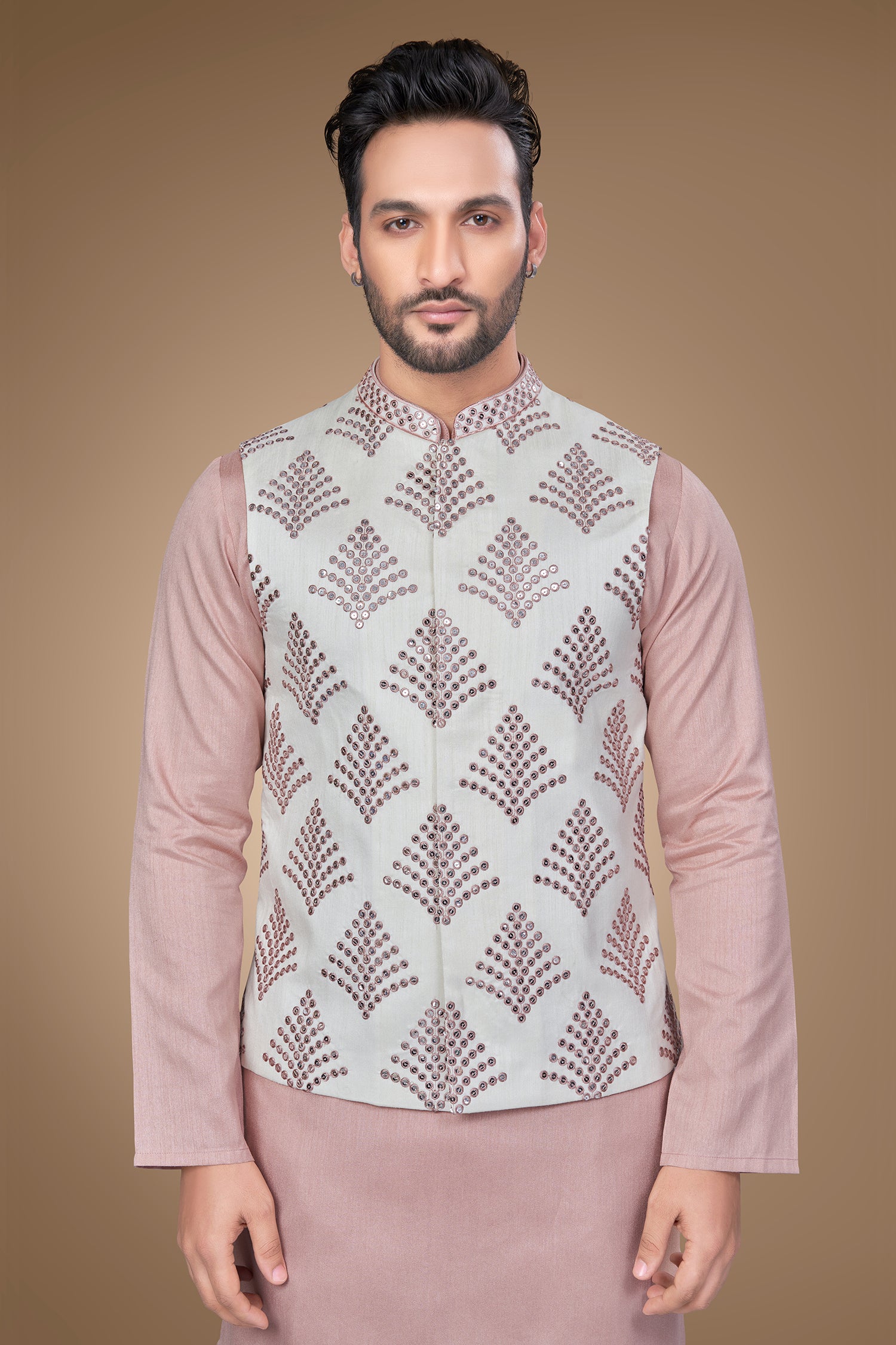 Pink Embroidered Jacket With Sequins Embellishments