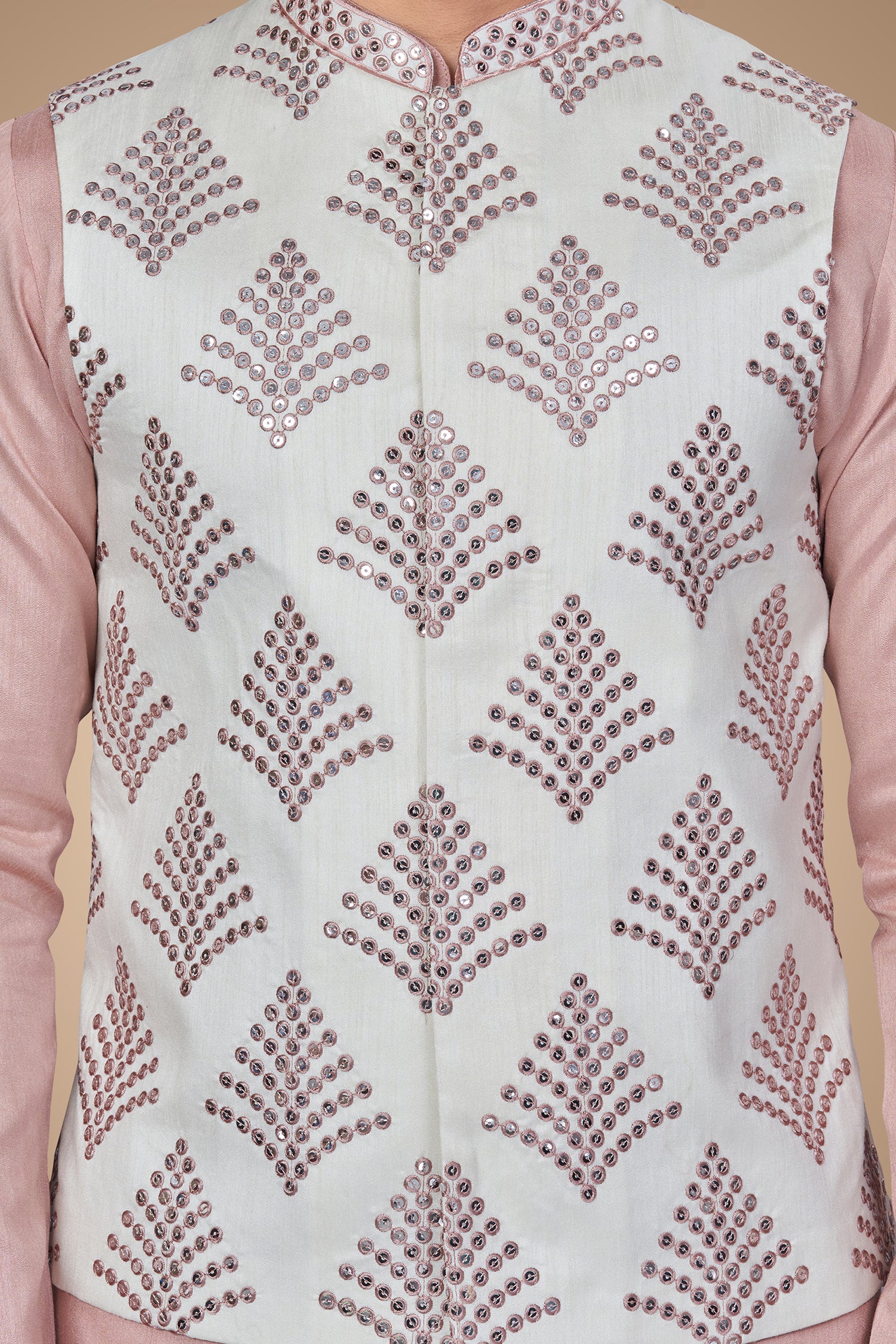 Pink Embroidered Jacket With Sequins Embellishments
