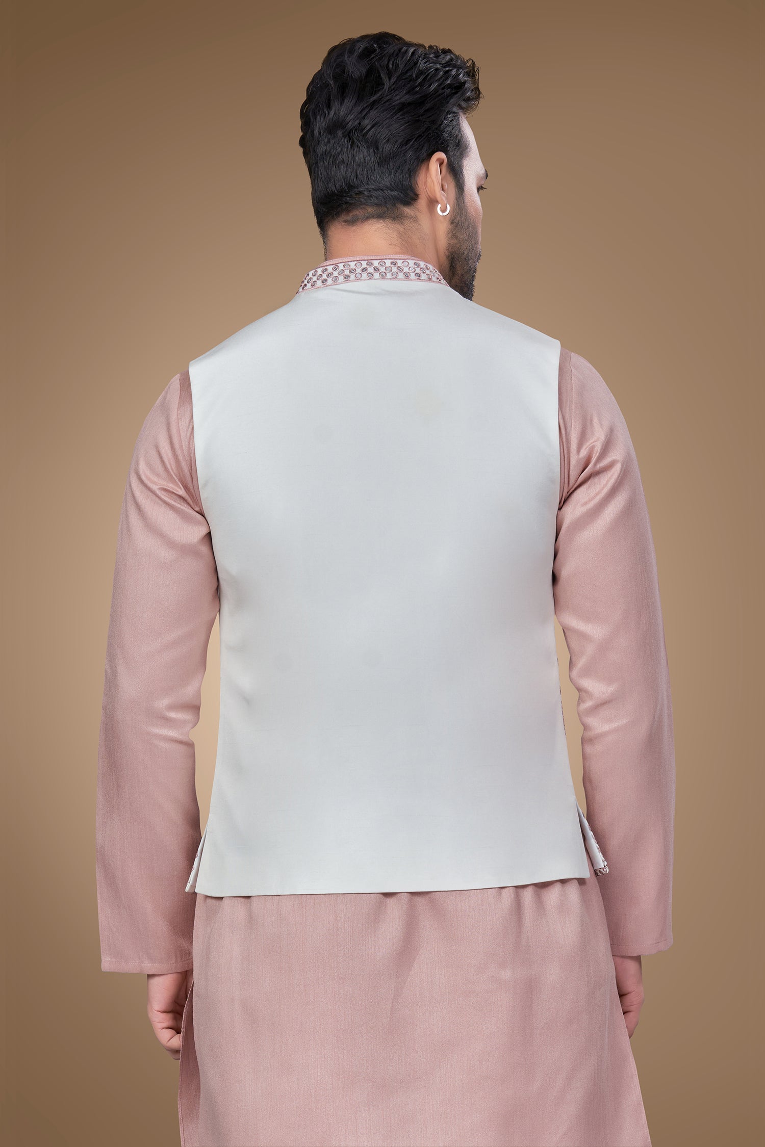 Pink Embroidered Jacket With Sequins Embellishments