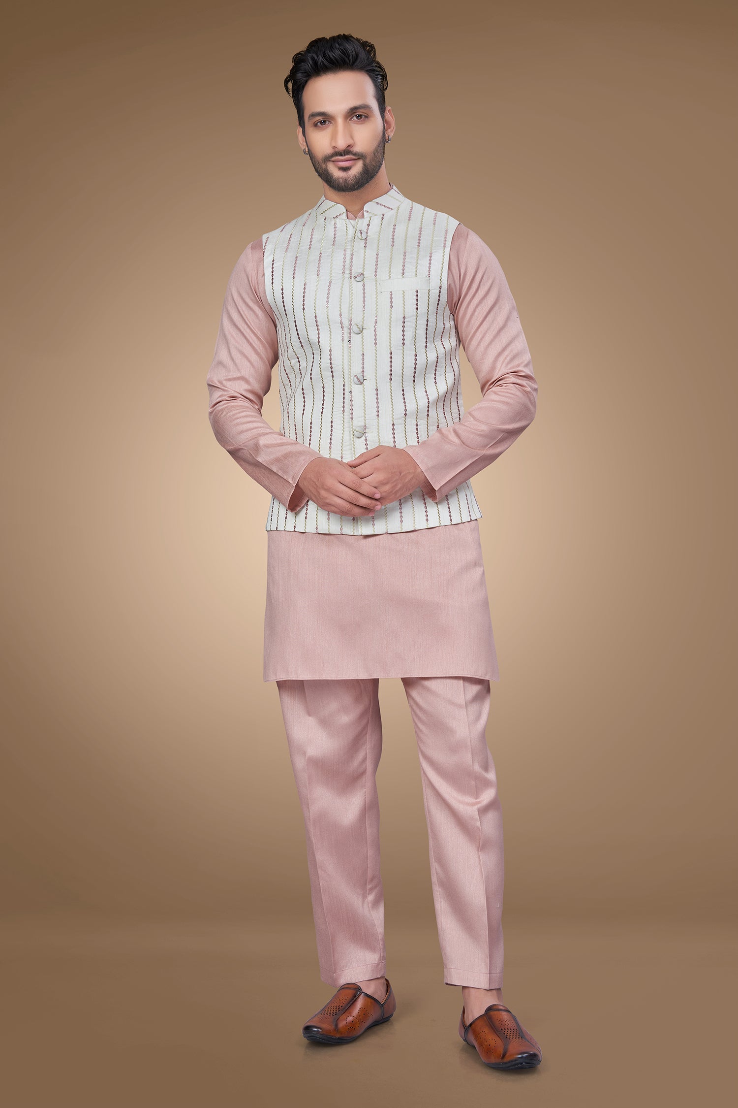 White Embroidered Jacket With Resham Work and Sequins Embellishments
