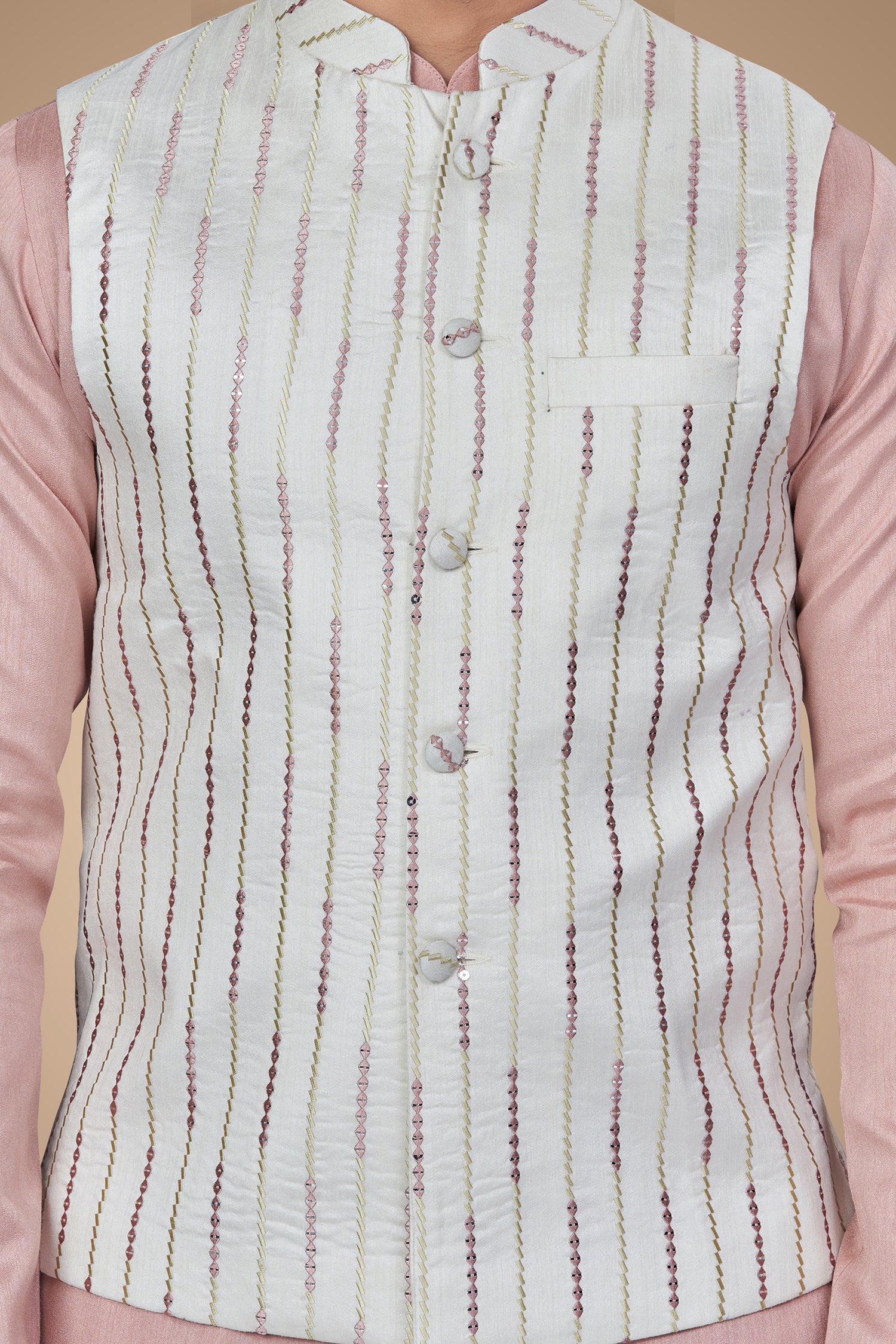 White Embroidered Jacket With Resham Work and Sequins Embellishments