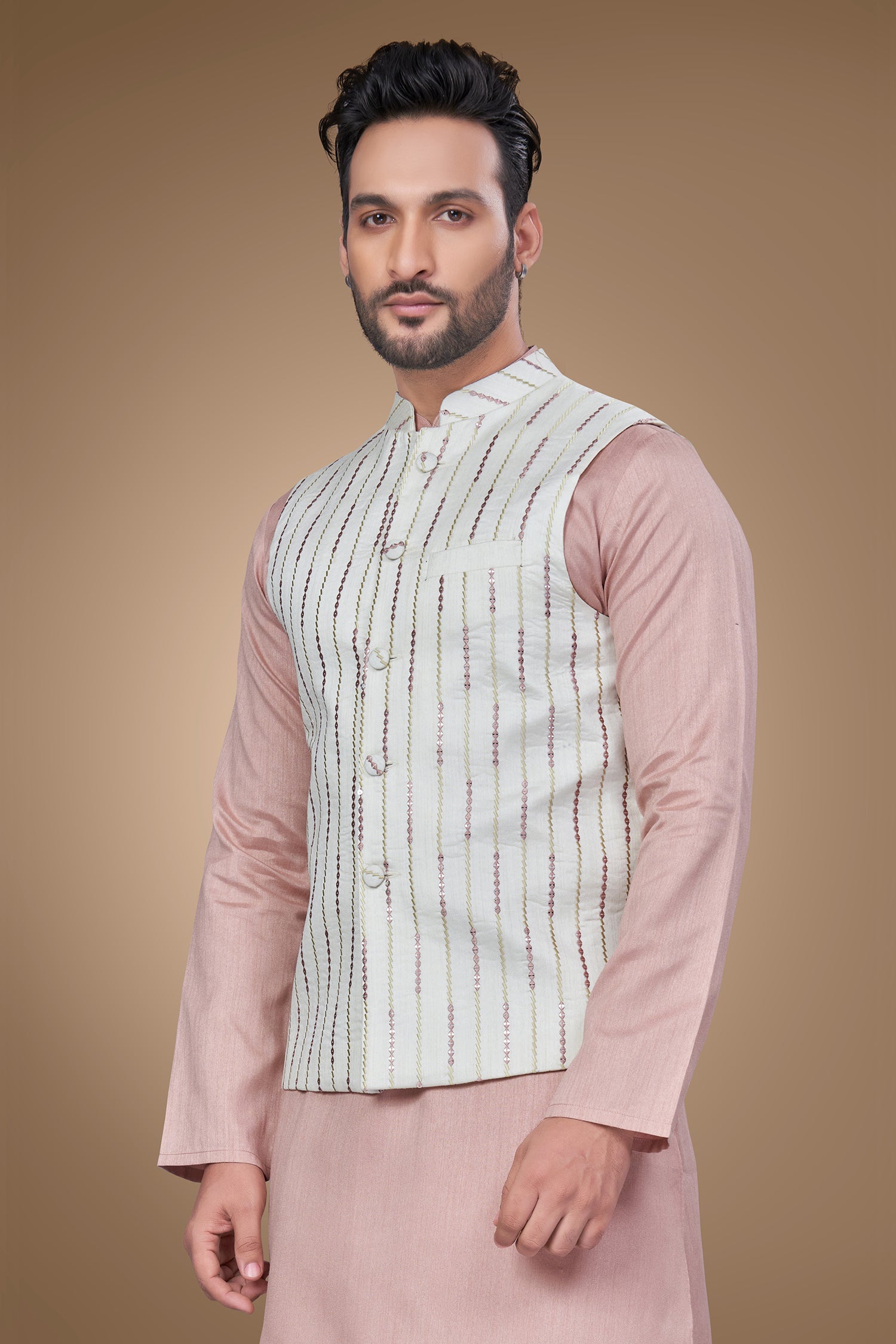White Embroidered Jacket With Resham Work and Sequins Embellishments
