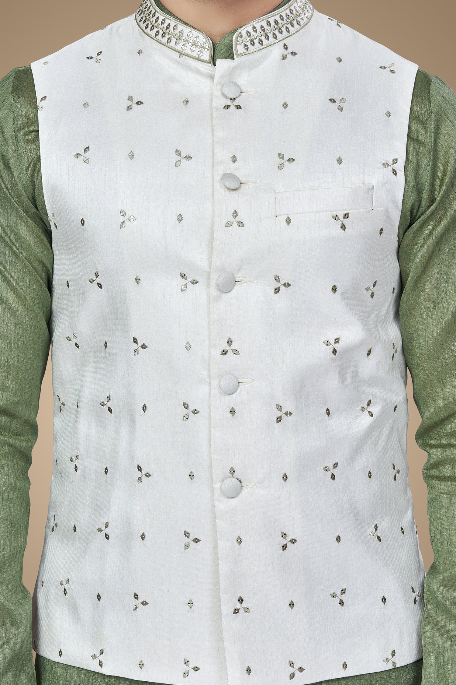 Olive Green Embroidered Jacket