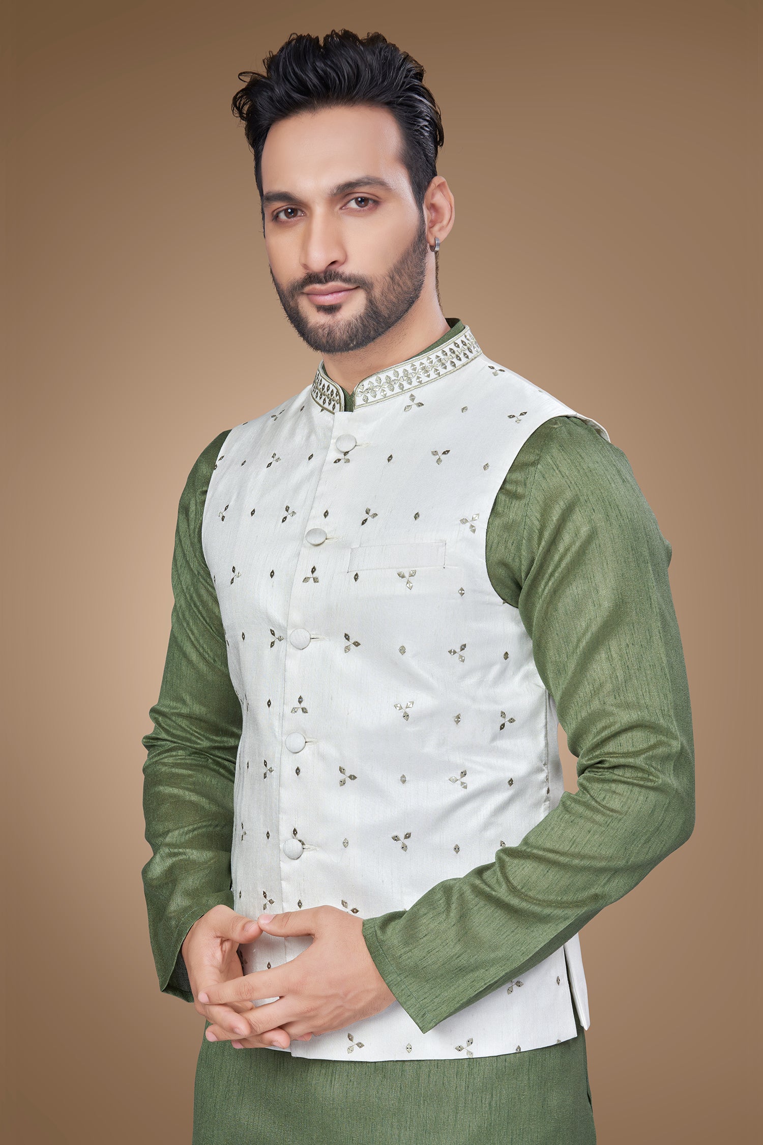 Olive Green Embroidered Jacket