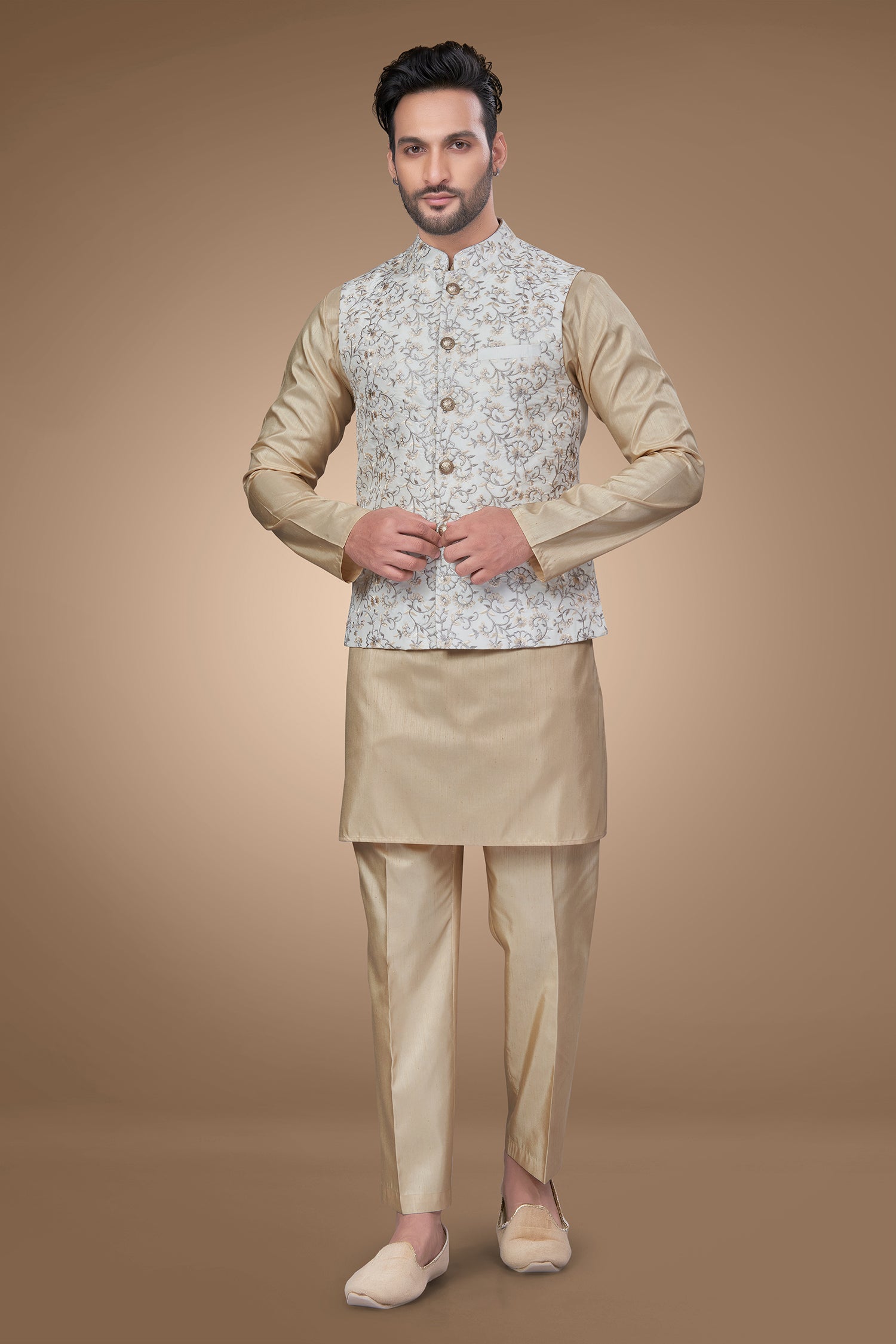 Classy Floral Jacket With Resham Work