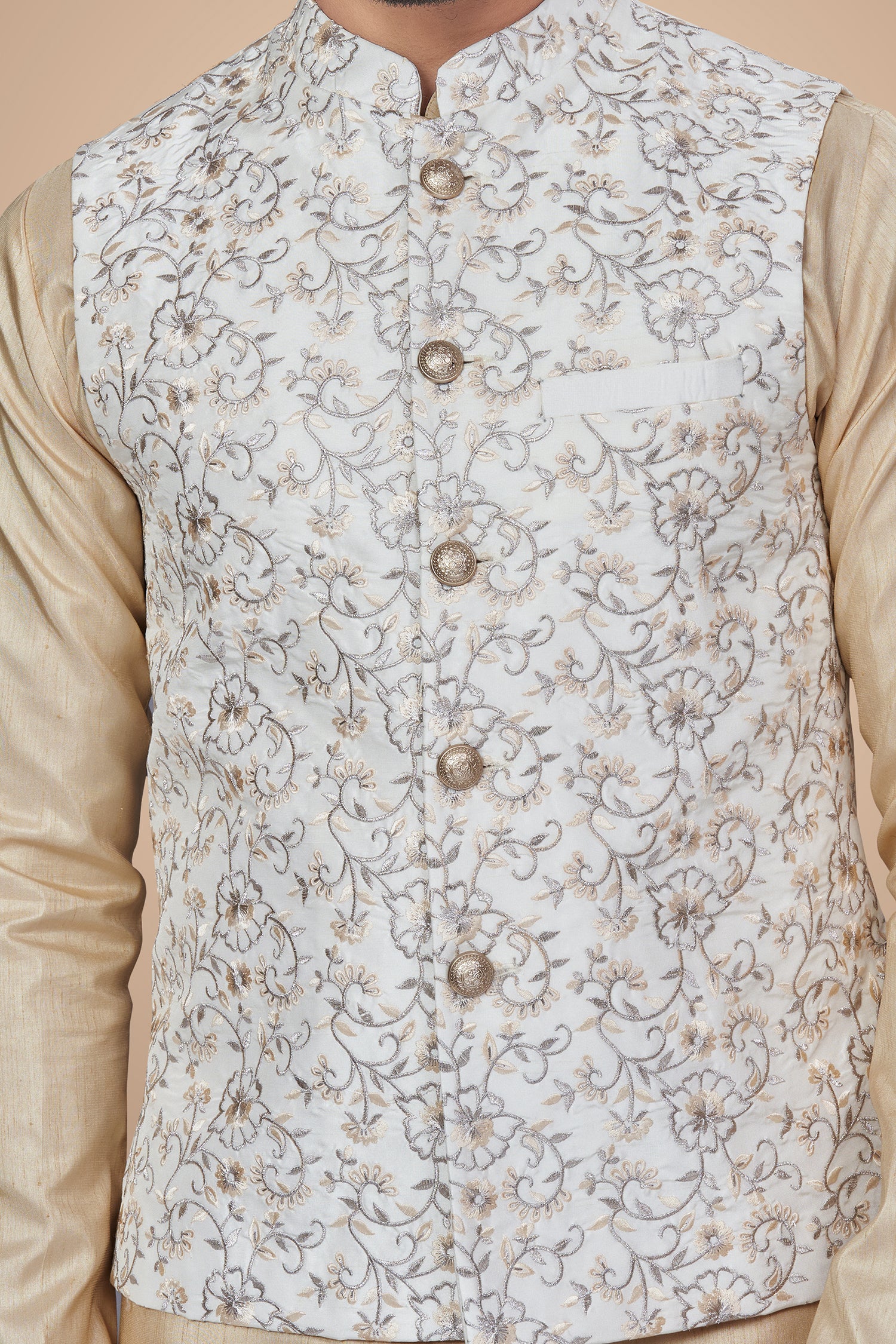 Classy Floral Jacket With Resham Work