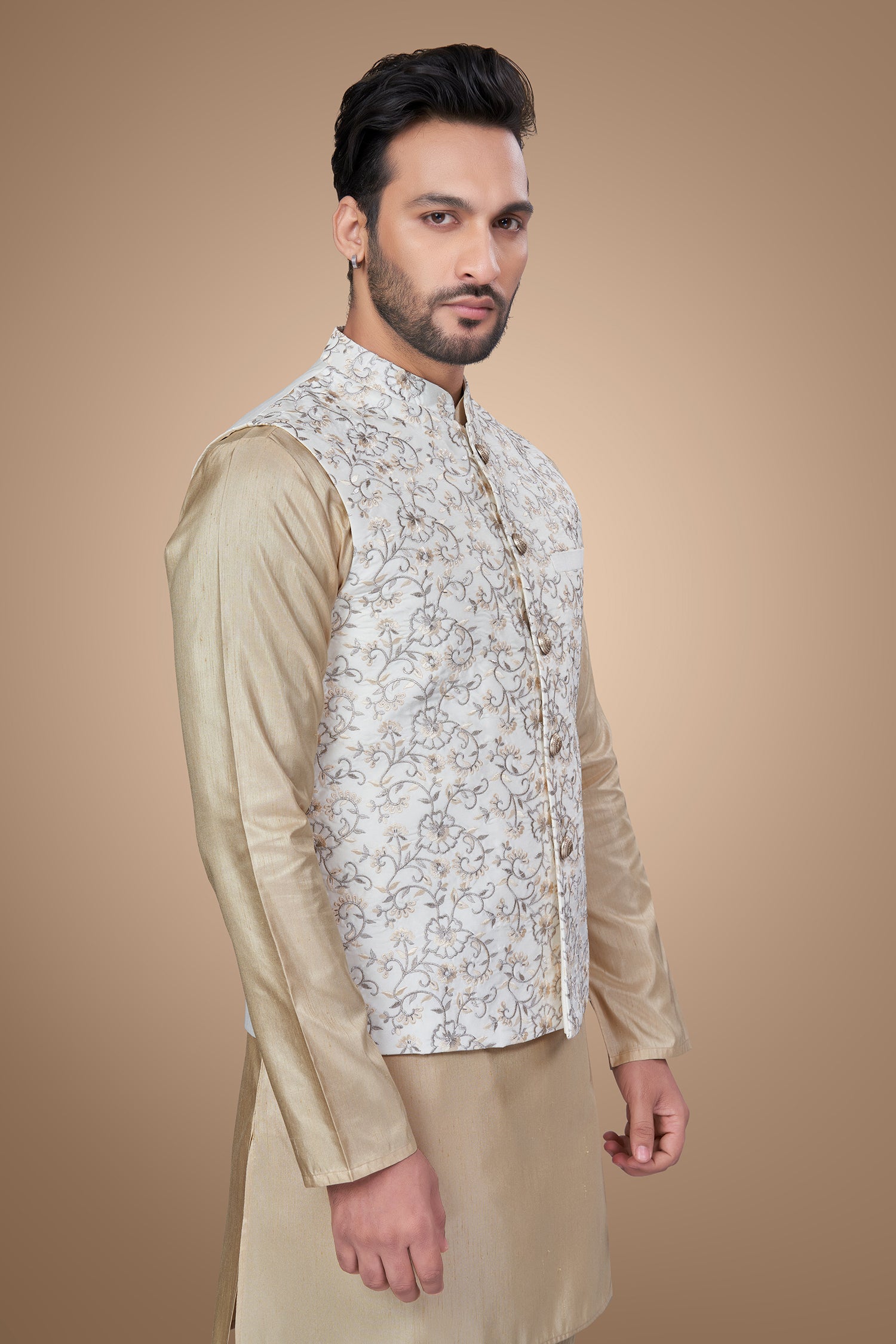 Classy Floral Jacket With Resham Work