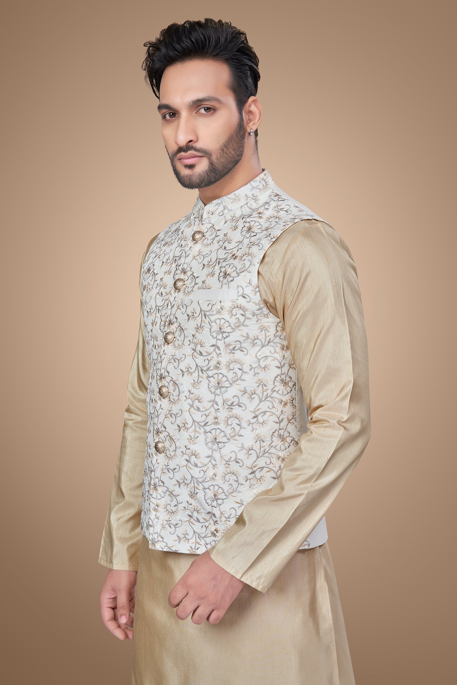 Classy Floral Jacket With Resham Work