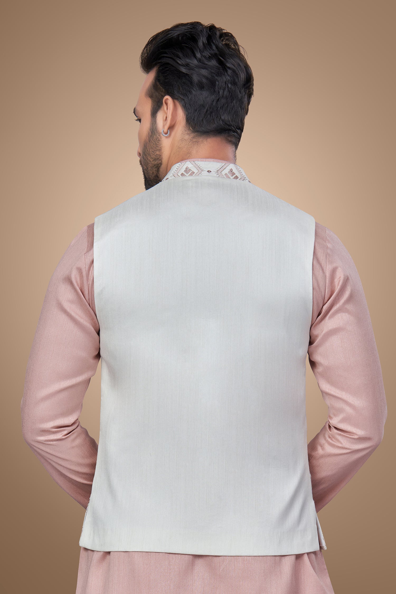 Candy Pink Jacket With Geometric Patterns