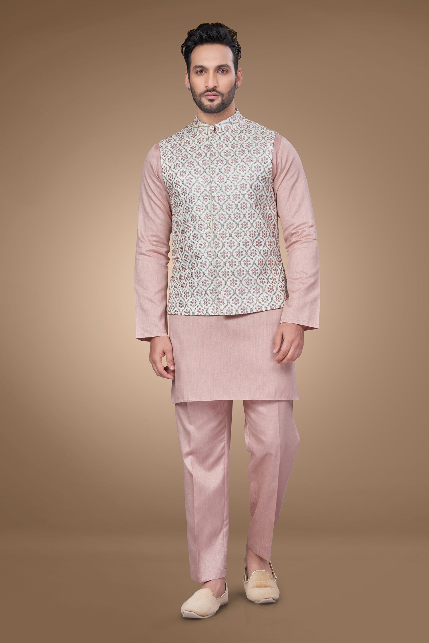 Pink Embroidered Jacket With Sequins Embellishments