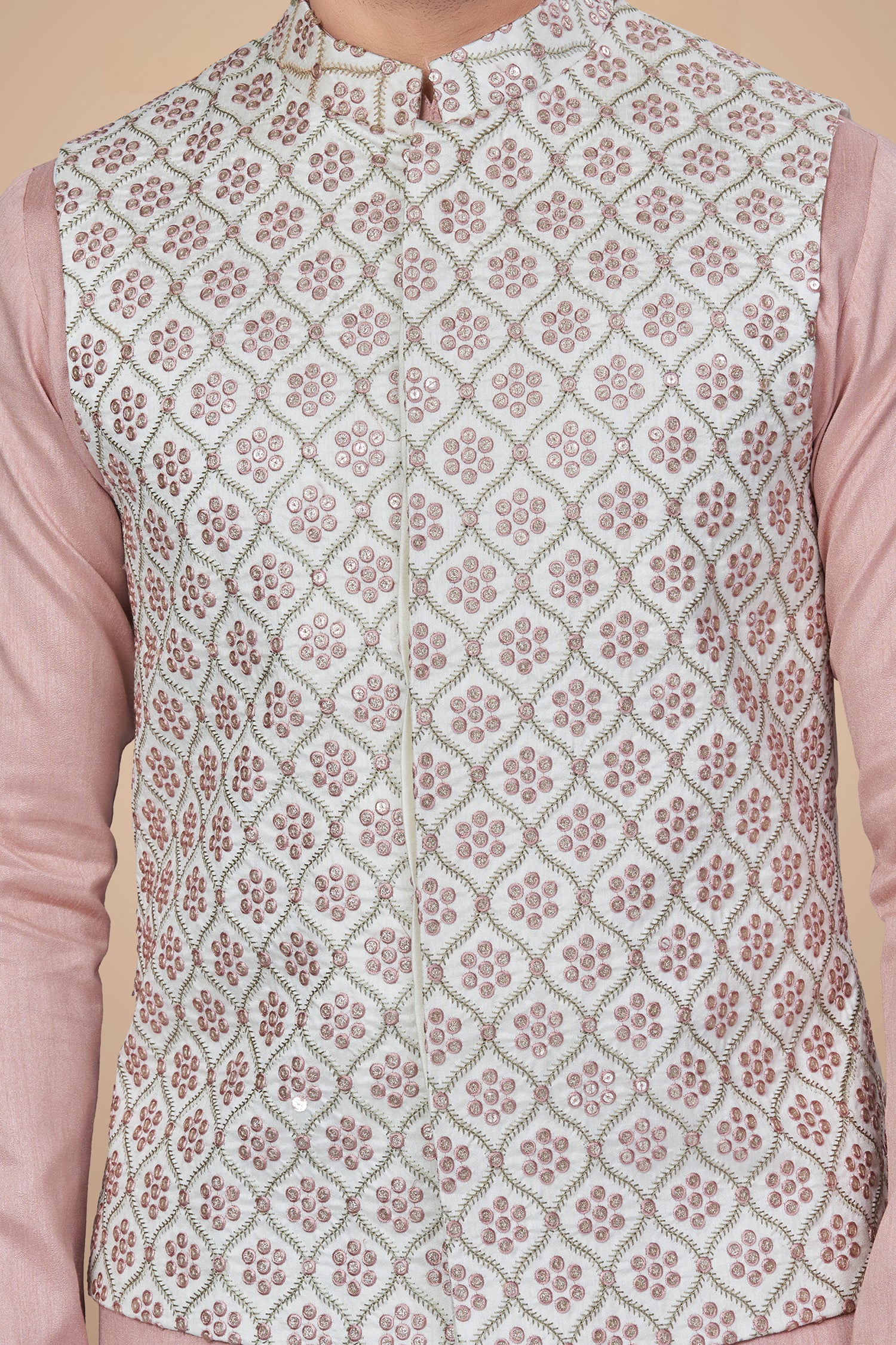 Pink Embroidered Jacket With Sequins Embellishments