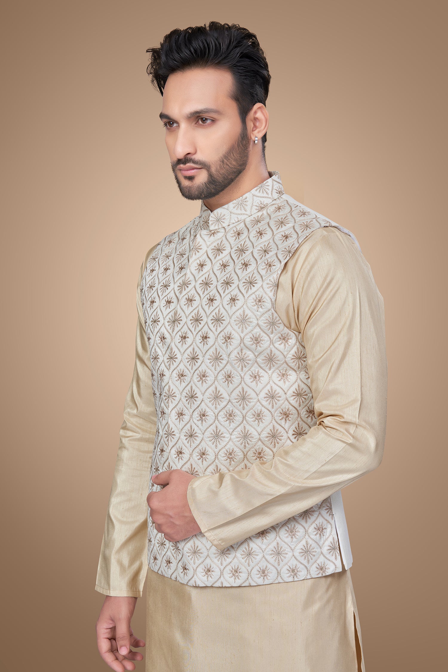 White Jacket With Oval Shape Patterns