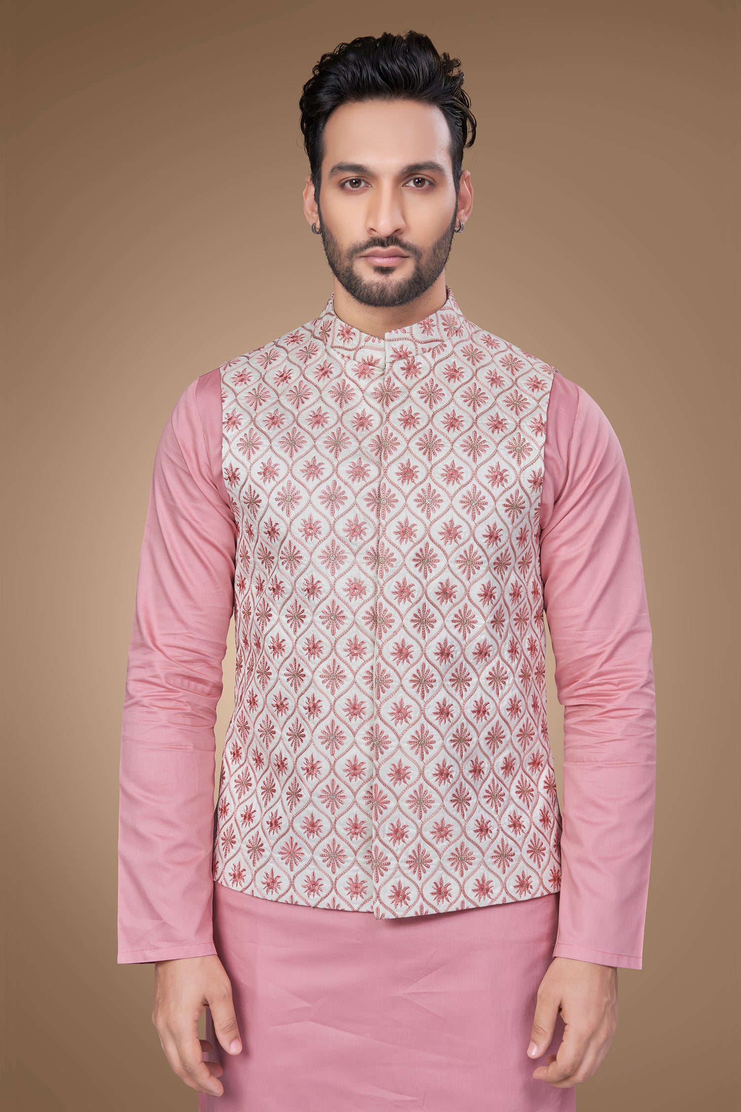 Pink Floral Embroidered Jacket