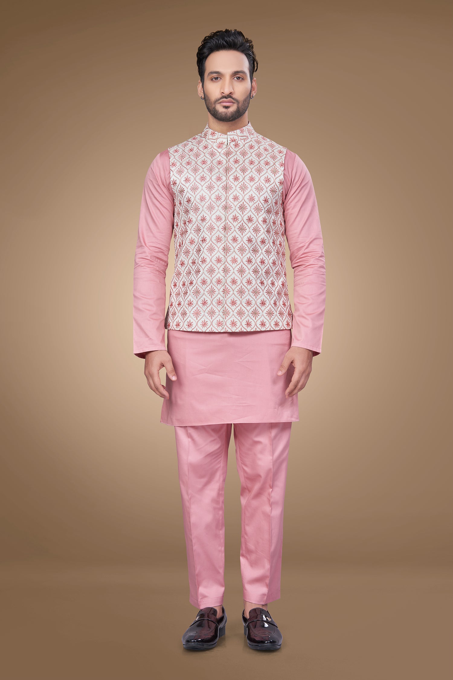 Pink Floral Embroidered Jacket