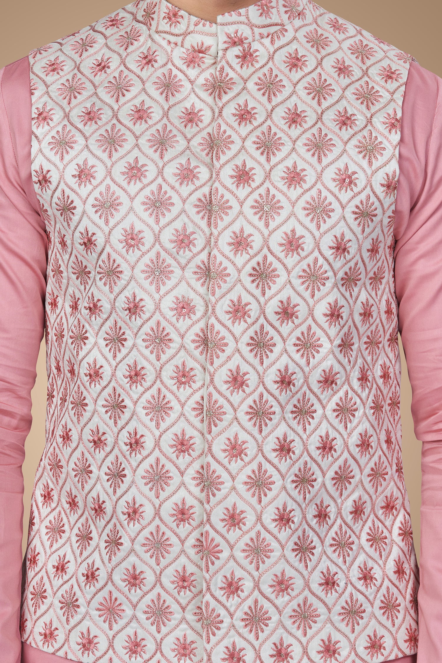 Pink Floral Embroidered Jacket