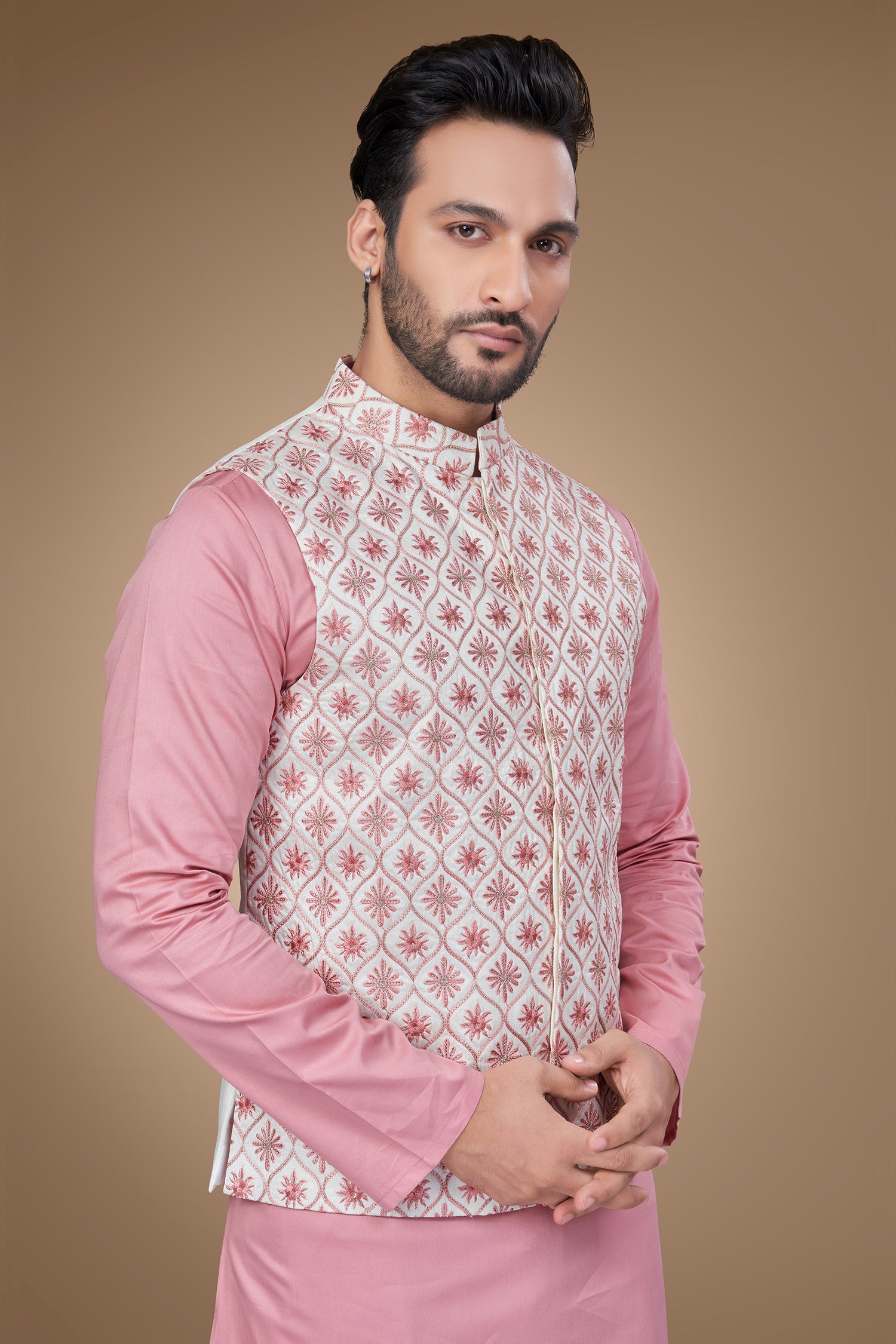 Pink Floral Embroidered Jacket