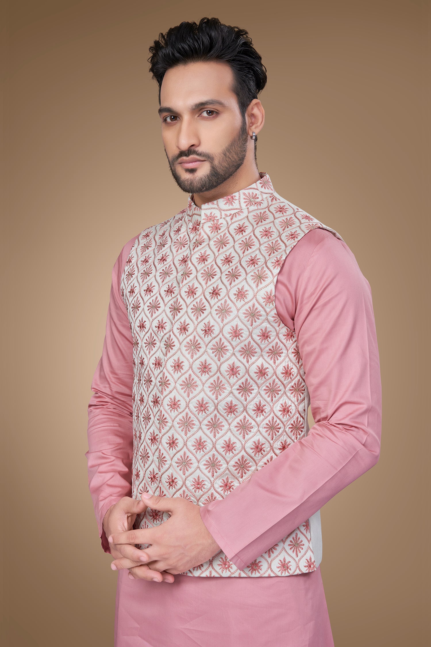 Pink Floral Embroidered Jacket